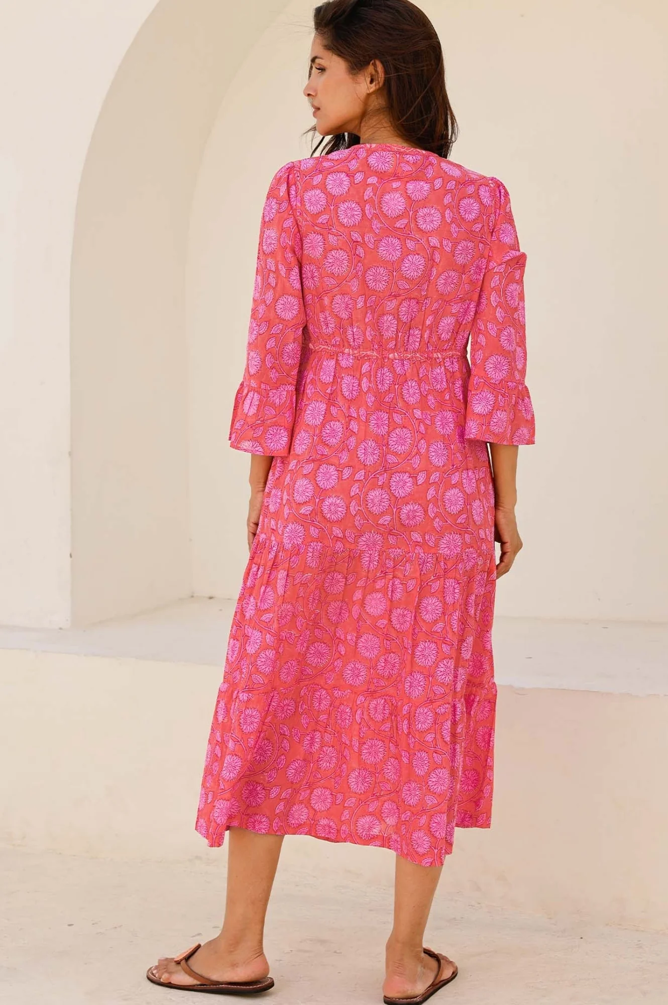 Hayden Block Print Dress | Mara Red/Pink
