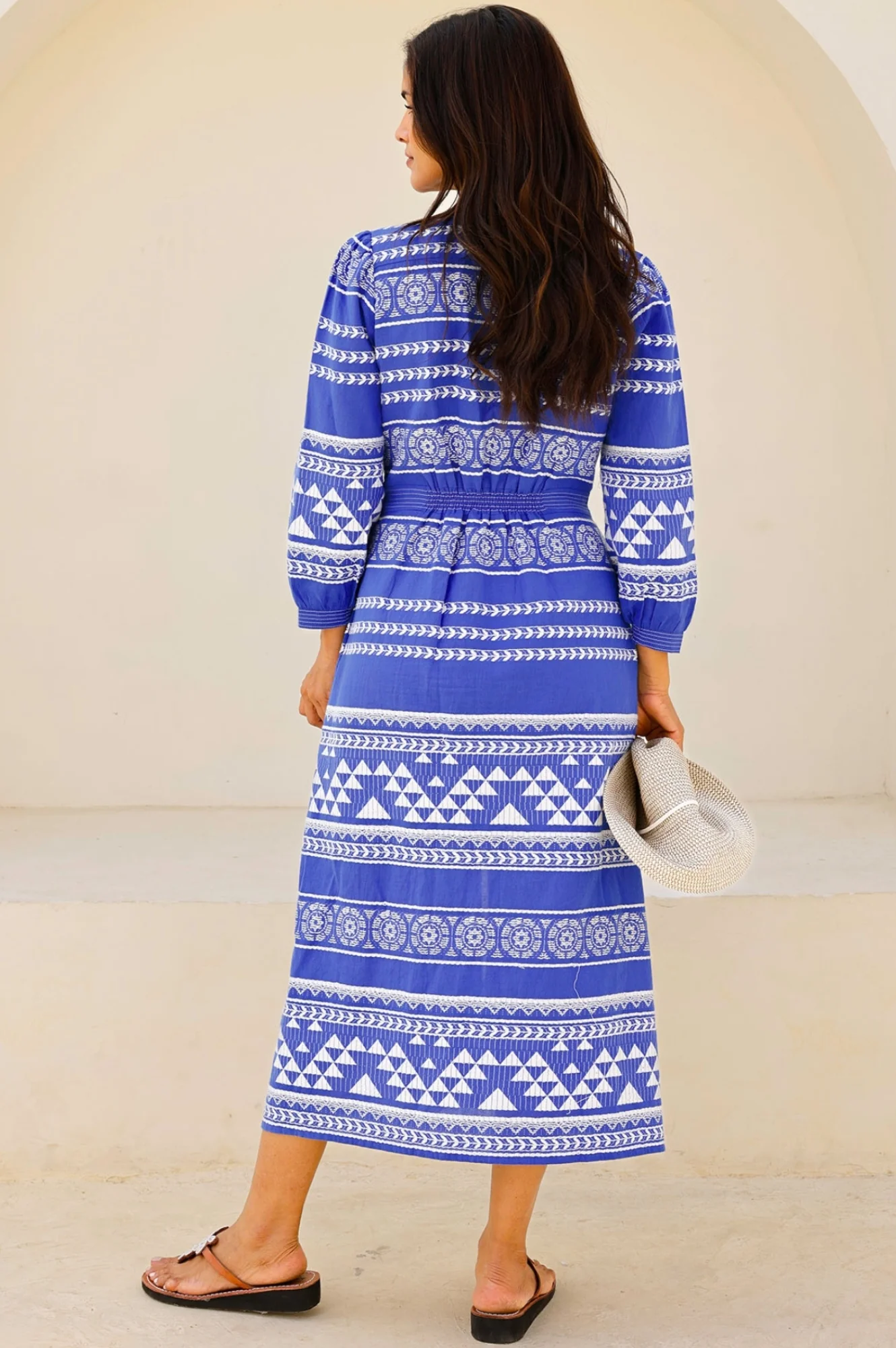 Jamila Jacquard Dress | Cobalt/White