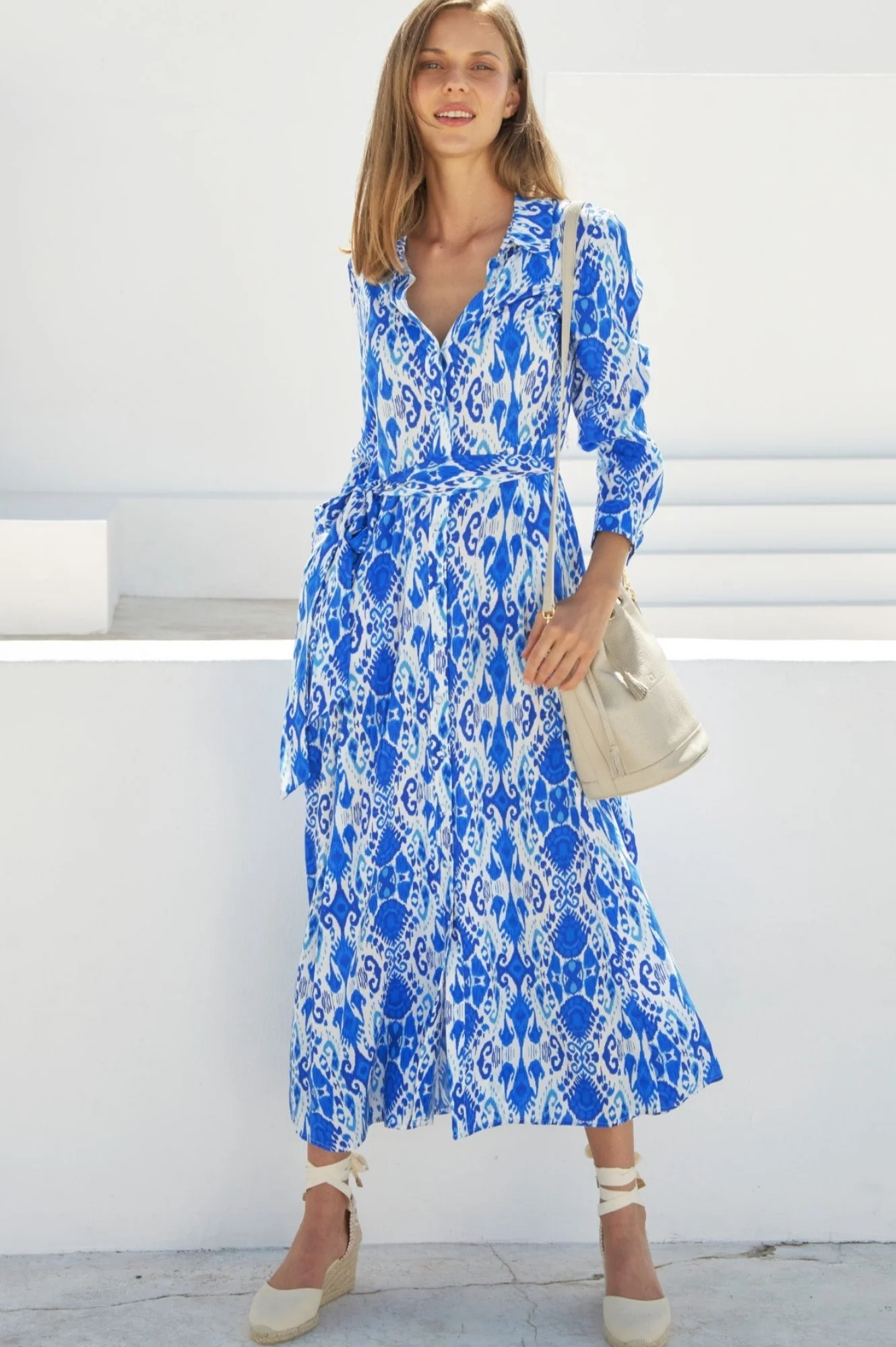 Eliza EcoVero™ Shirt Dress | Blue/White