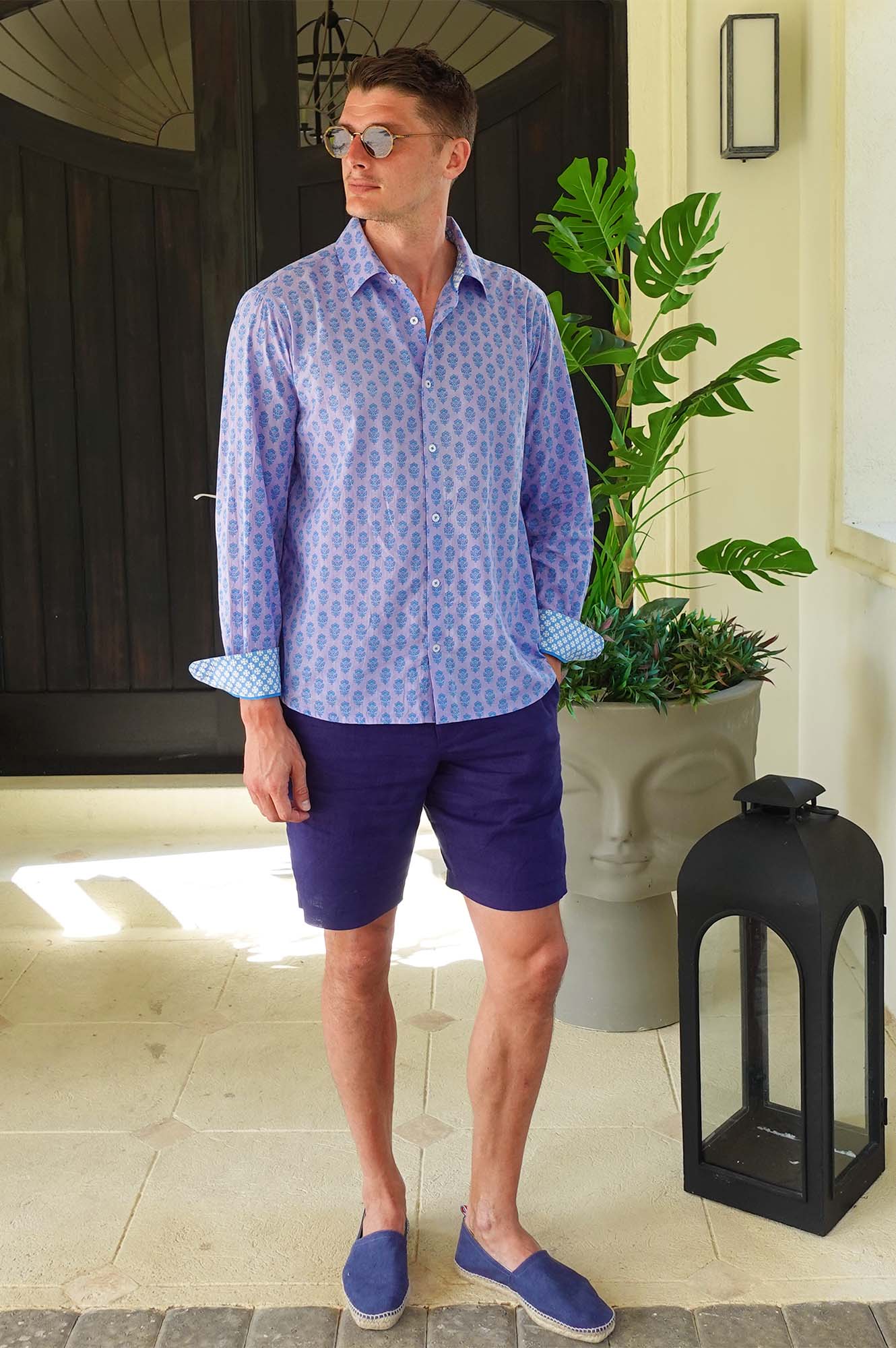 Men's Printed Cotton Shirt | Azalea Purple