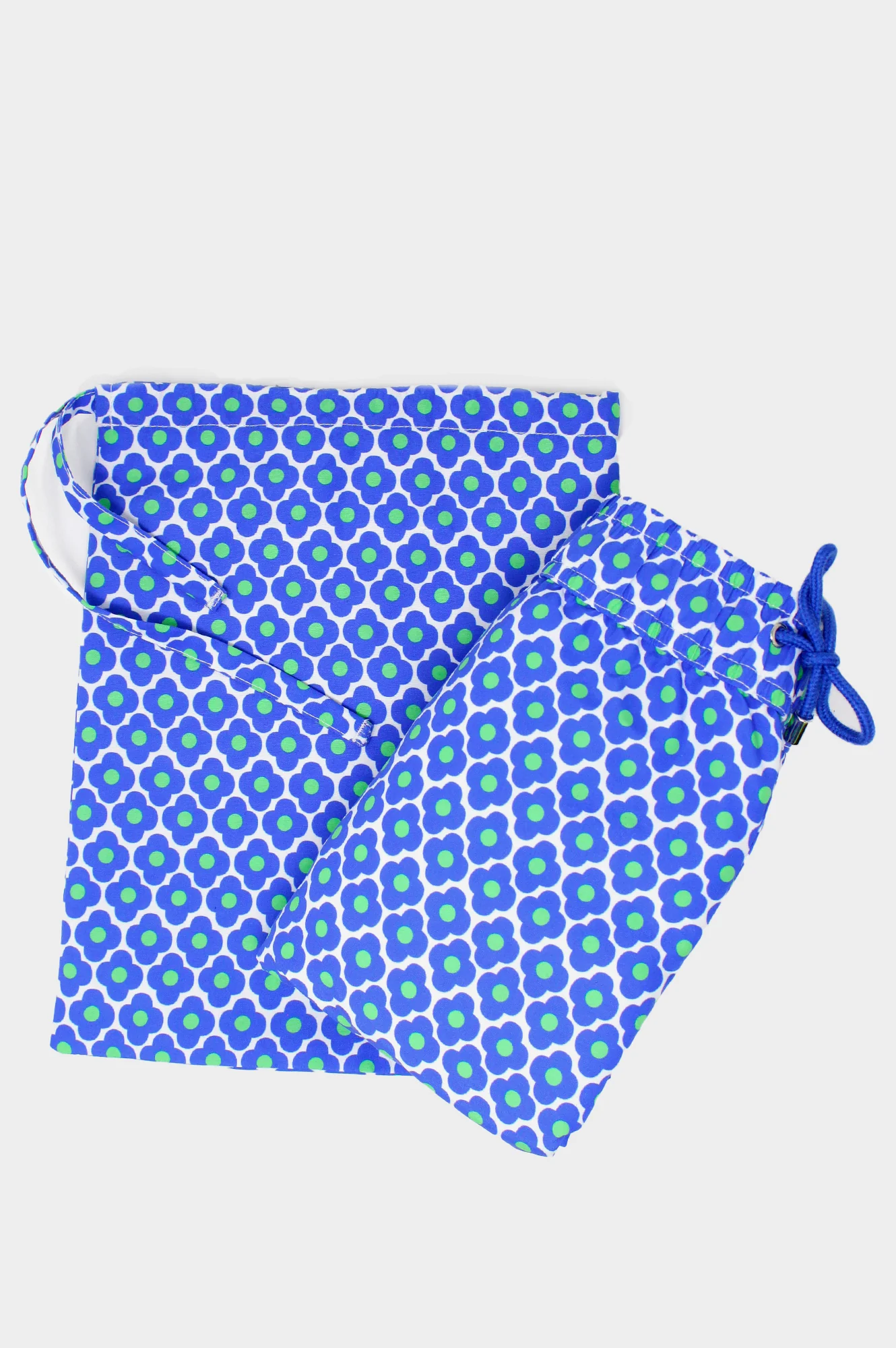Men's Recycled Swim Shorts | Daisy Flower Marina Blue/Green