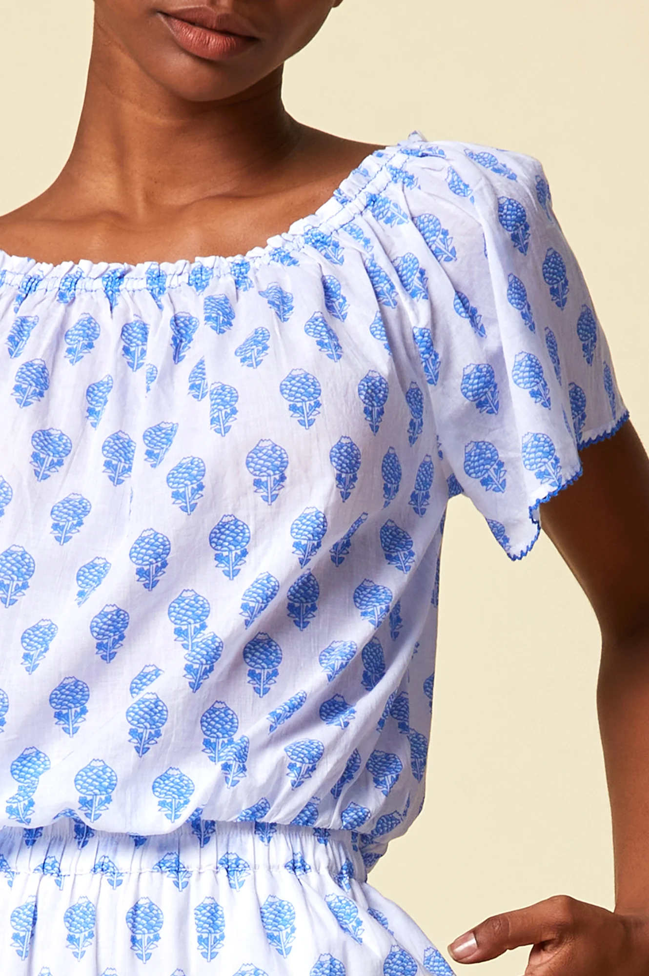 Ilana Organic Cotton Top | White/Blue