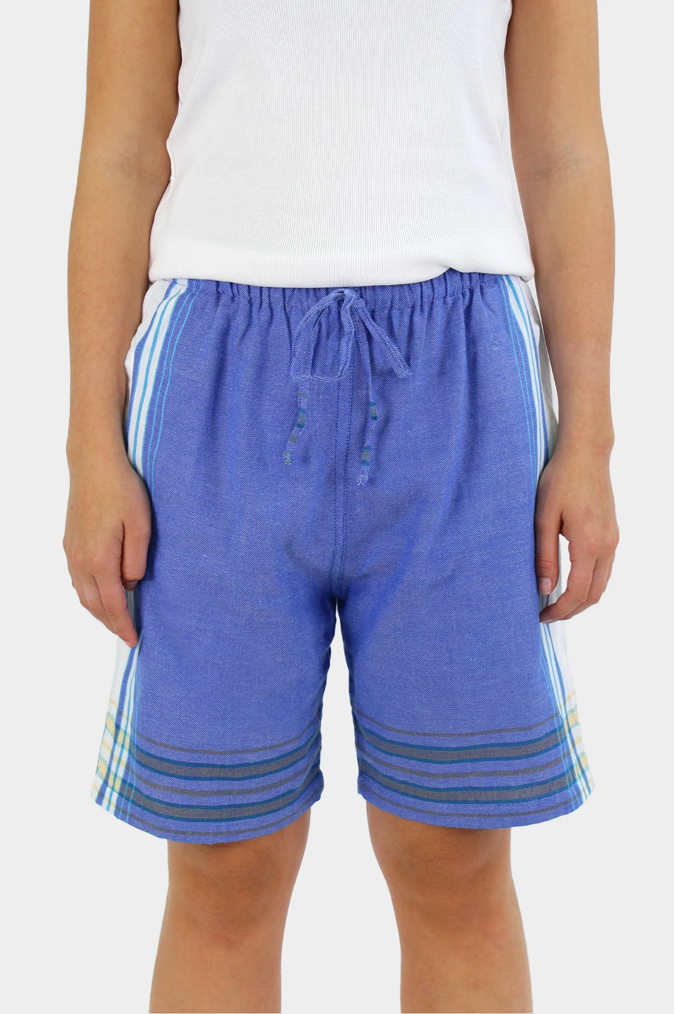 Unisex Kikoy Shorts | Denim Blue/White