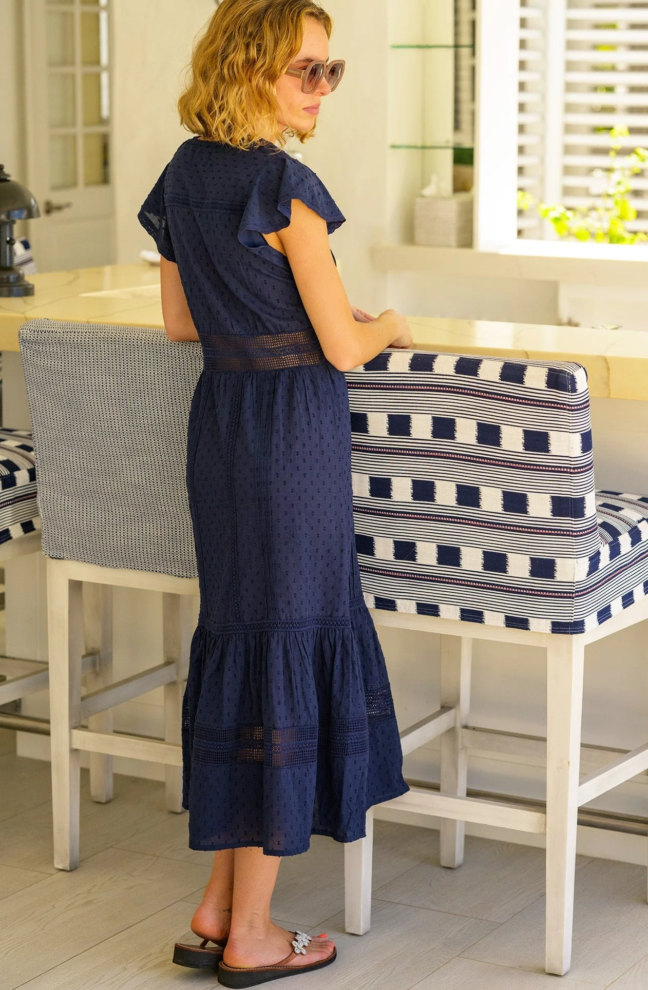 Nyla Beach Midi Dress | Navy