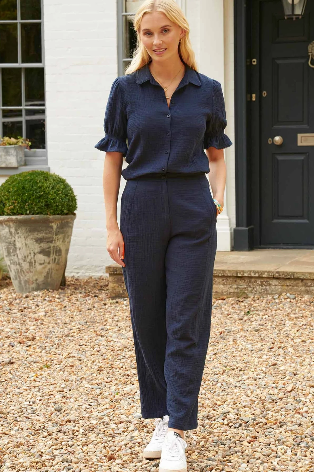 Libby Cheesecloth Trousers | Navy