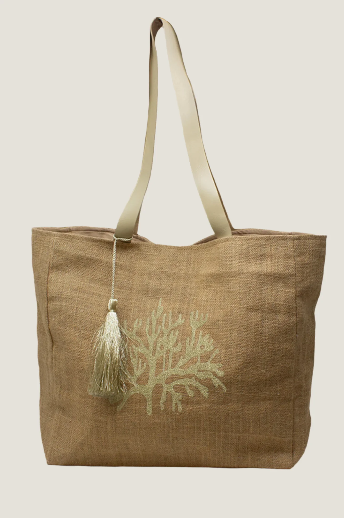 Coral Jute Beach Bag | Natural/Gold