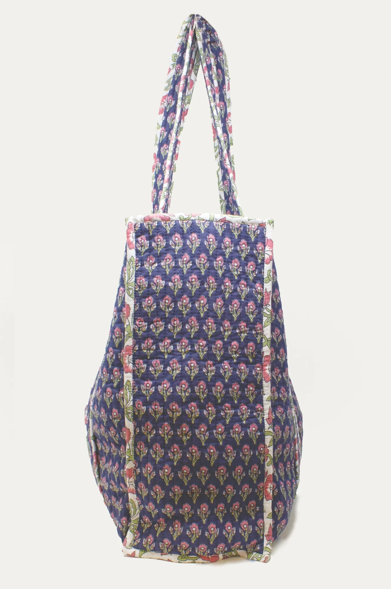 Quilted Tote Bag | Primrose Stamp Navy/Pink