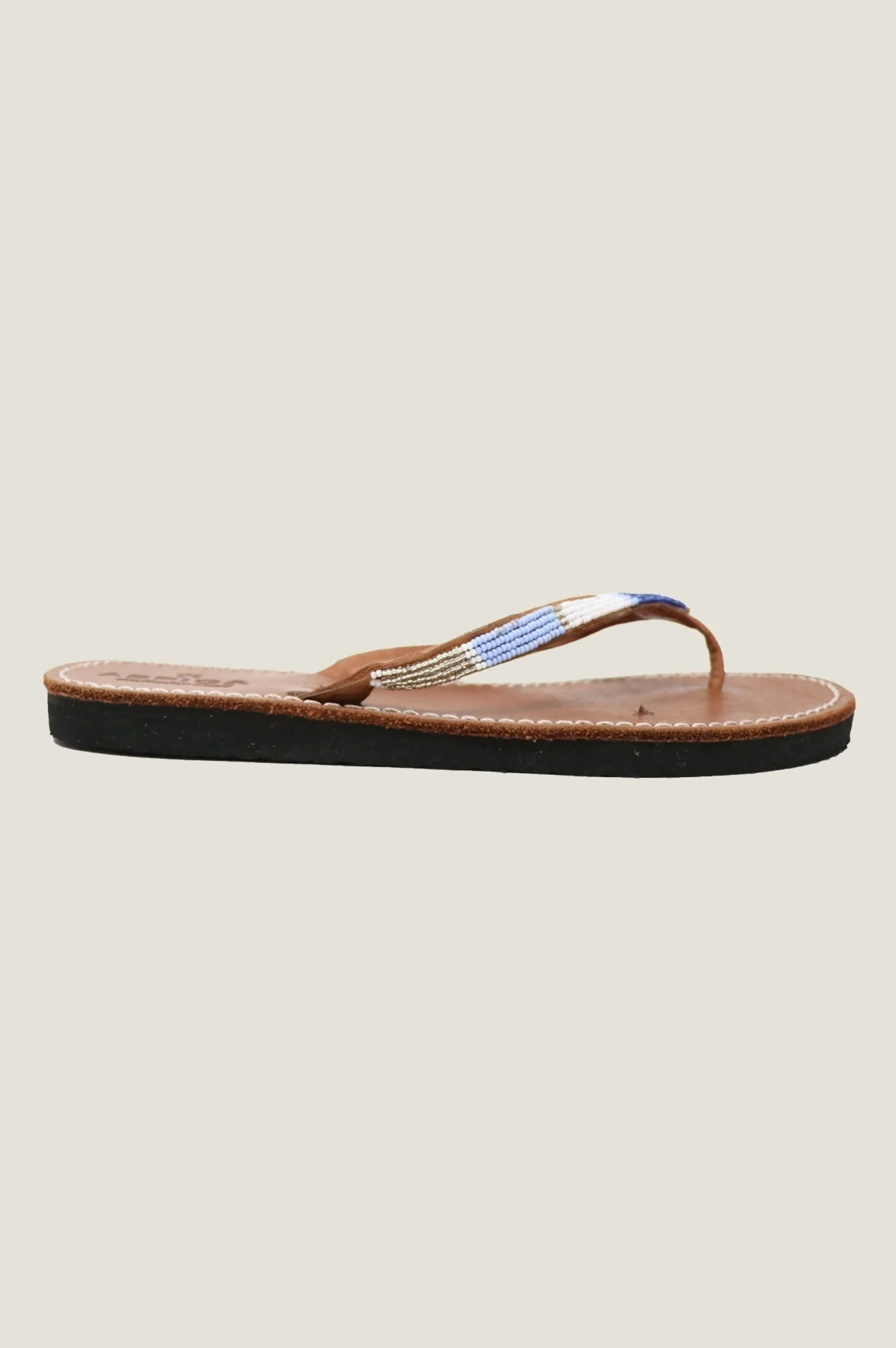 Naisha Soft Padded Sole Leather Sandals | Blue Metallics