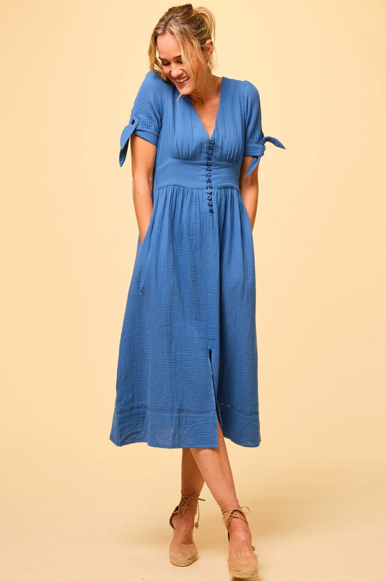 Olga Cheesecloth Dress | Marina Blue