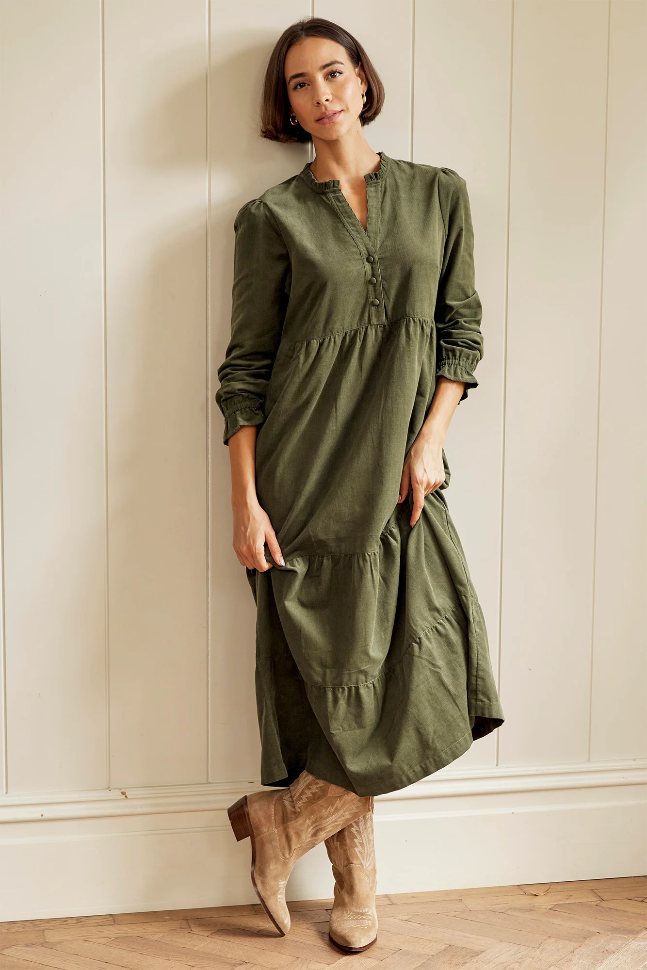 Liv Corduroy Dress | Khaki