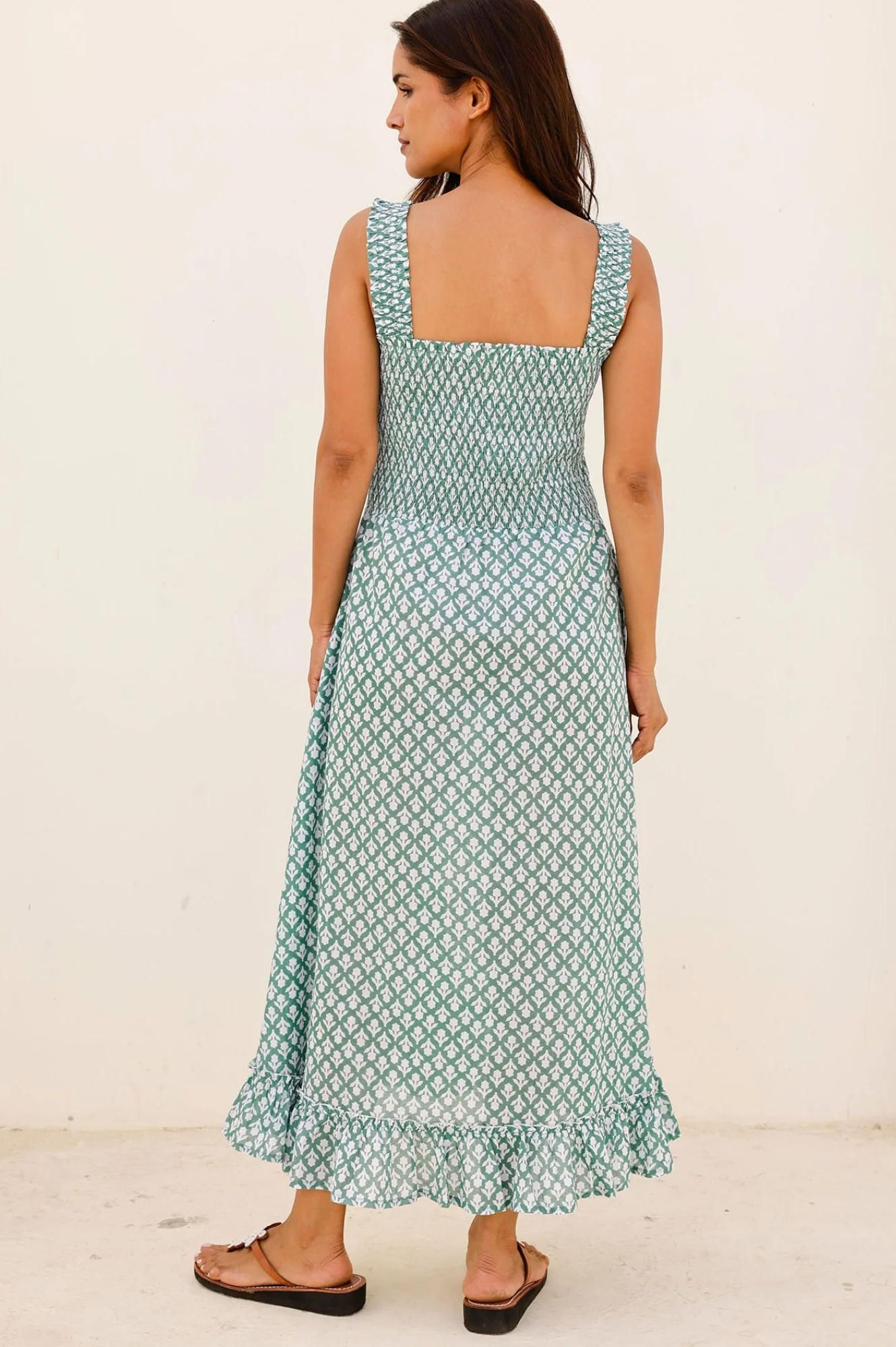 Rhianna Organic Cotton Dress | Sage/White