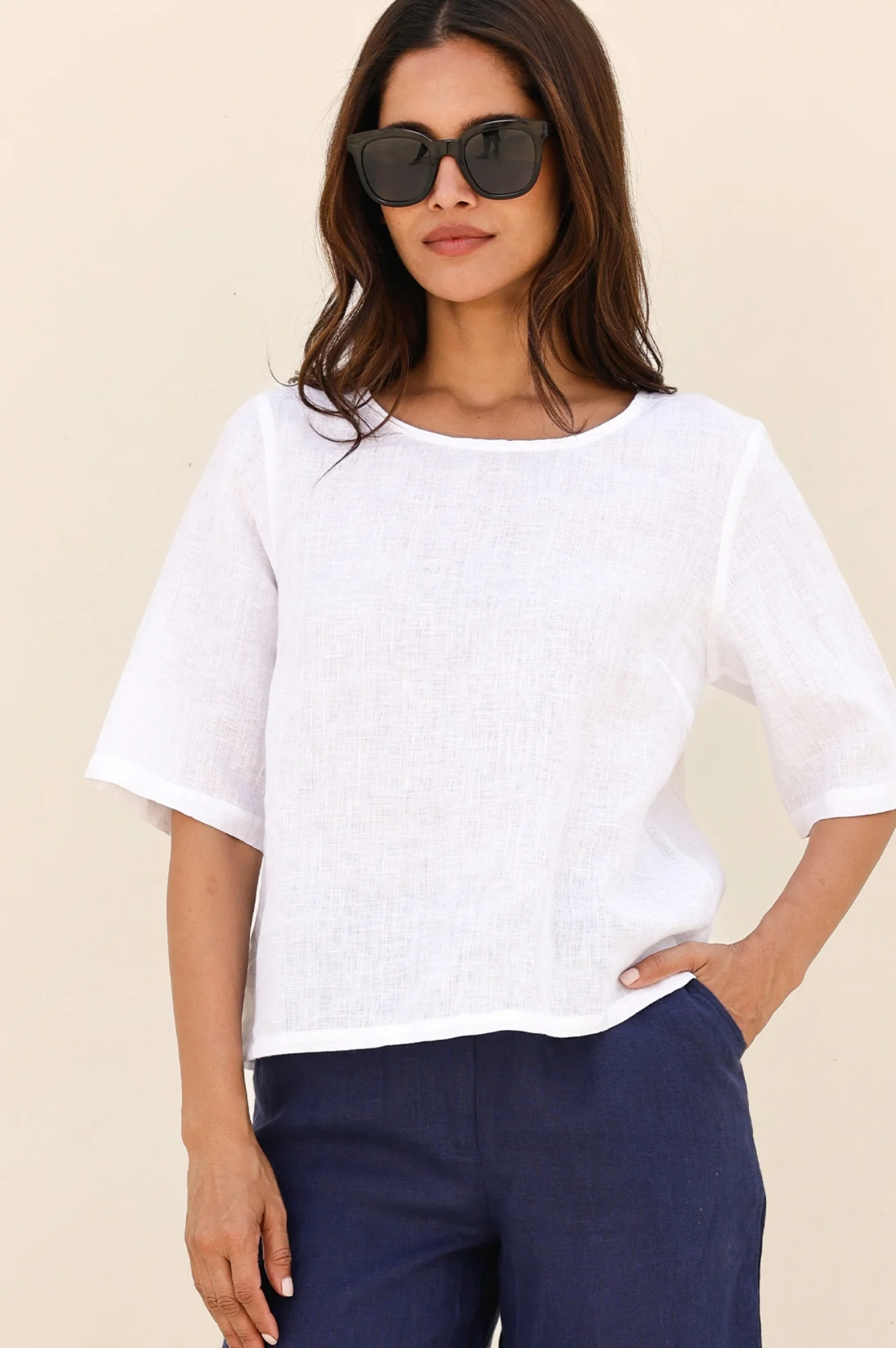 Linen Shell Top | White