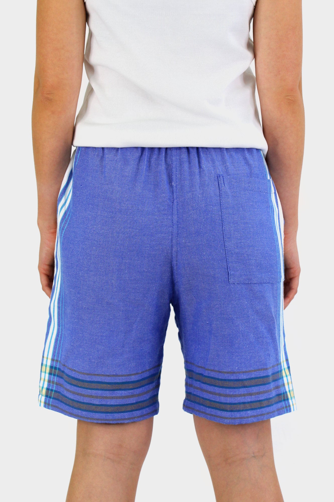 Unisex Kikoy Shorts | Denim Blue/White