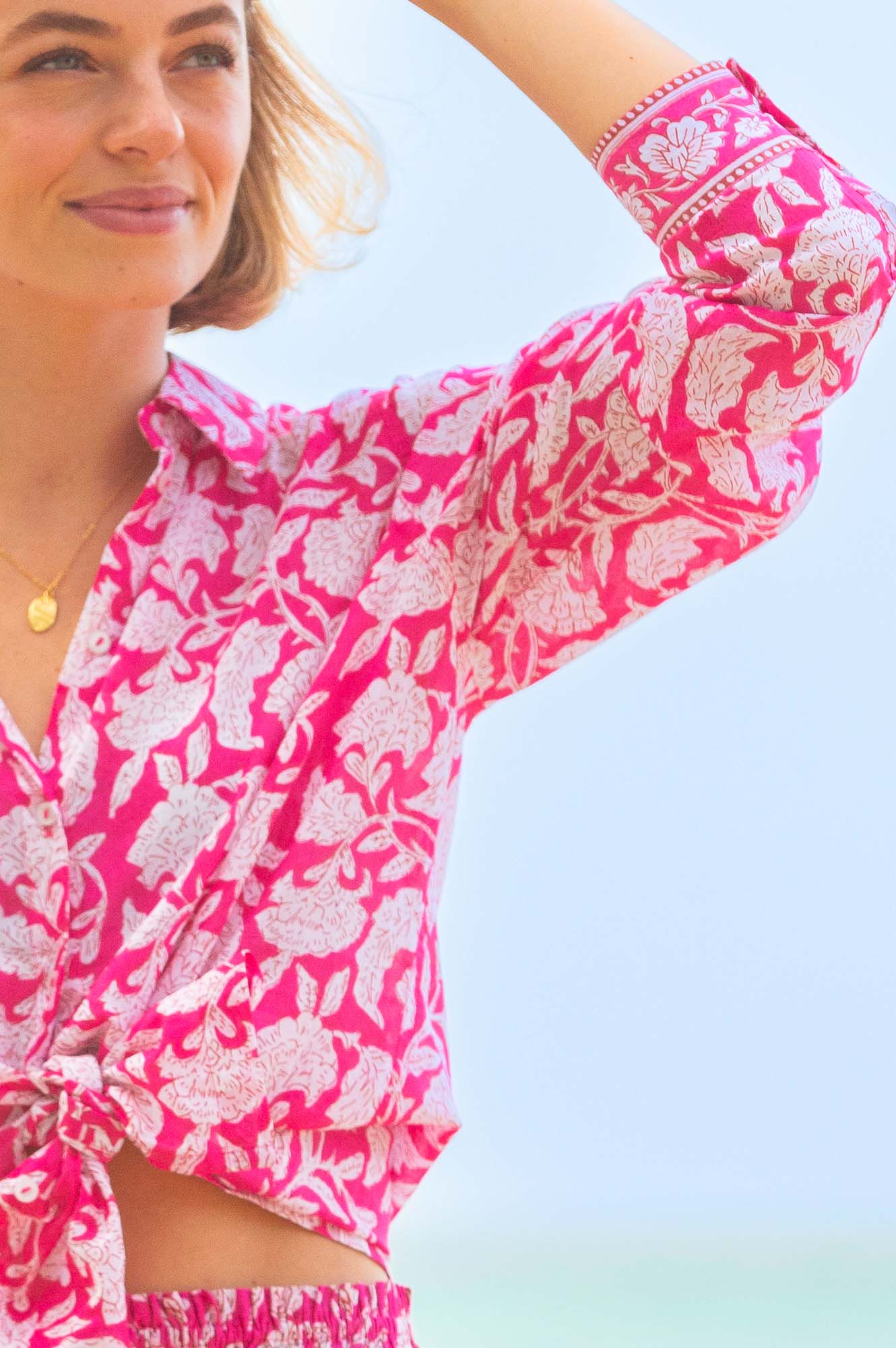 Tiana Organic Cotton Shirt | Dianthus Pink/White