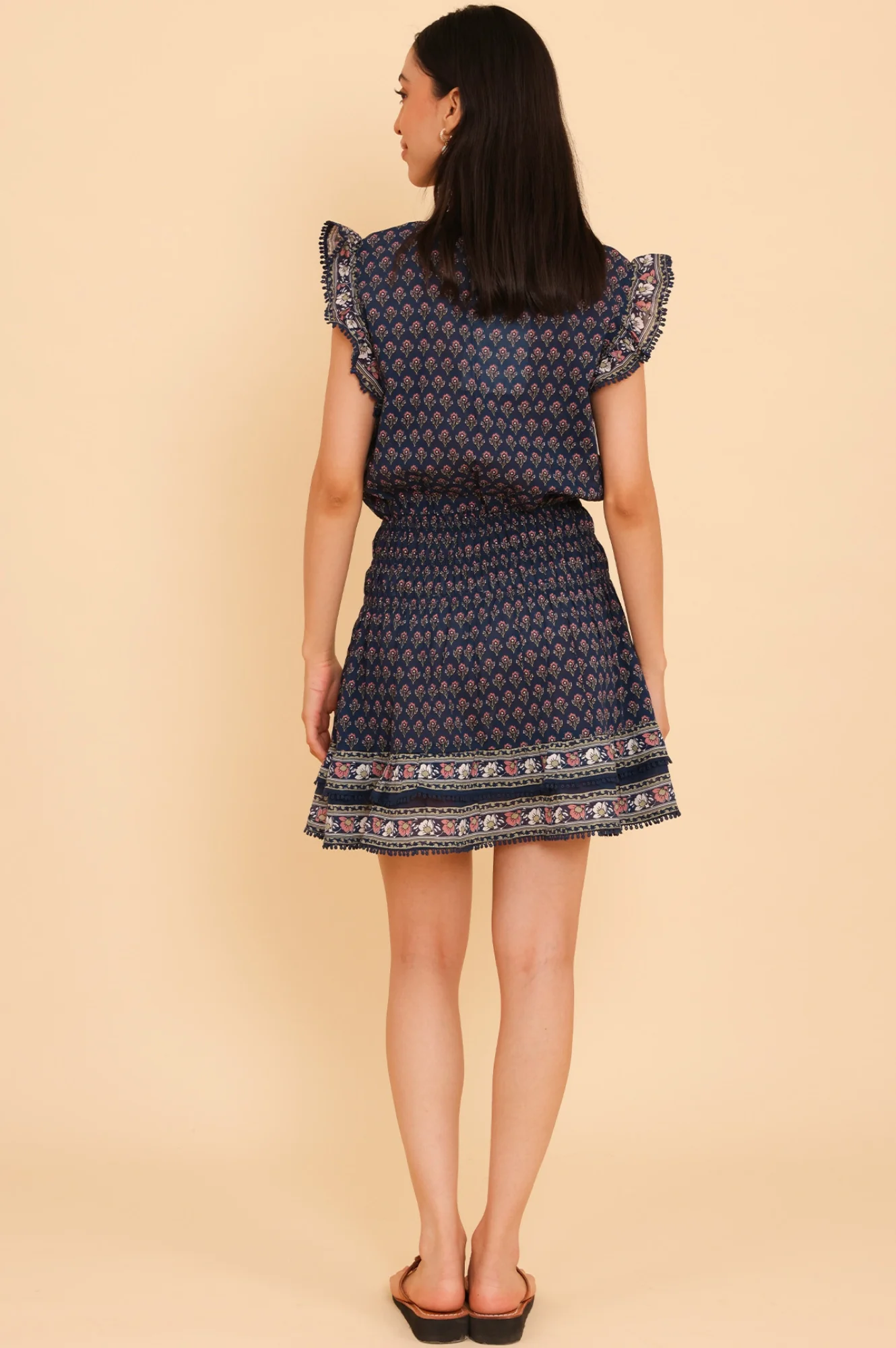 Macy Mini Organic Cotton Dress | Navy/Pink