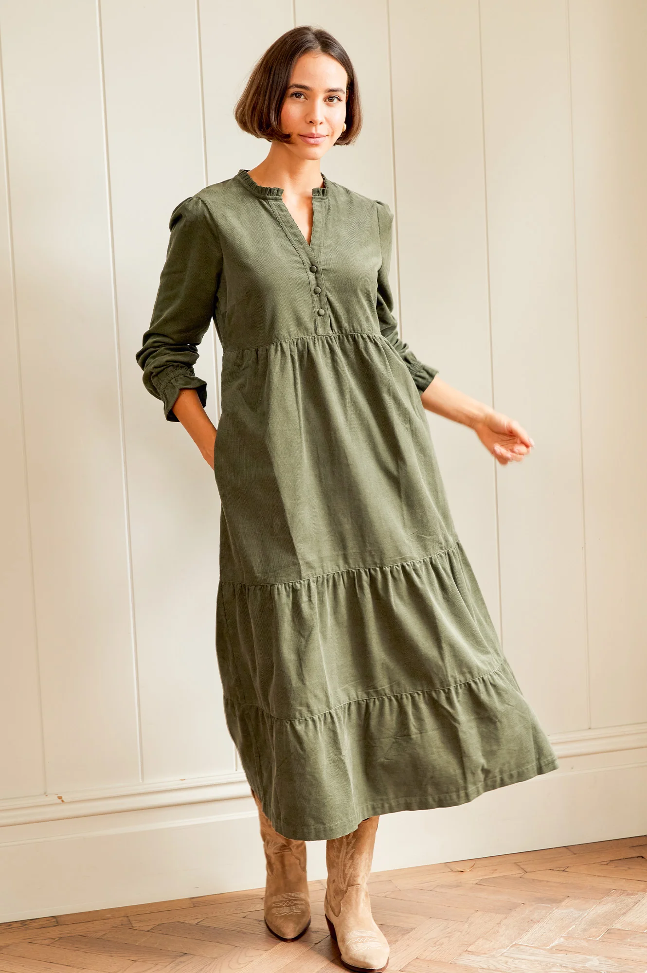 Liv Corduroy Dress | Khaki