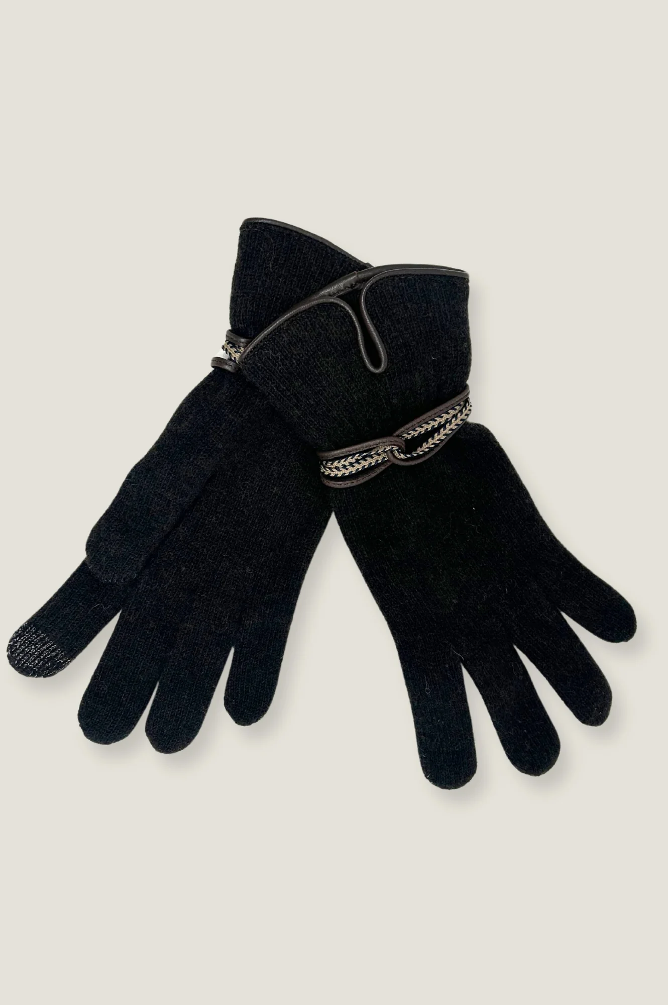 Touchscreen Wool & Cashmere Blend Gloves | Brown/Beige