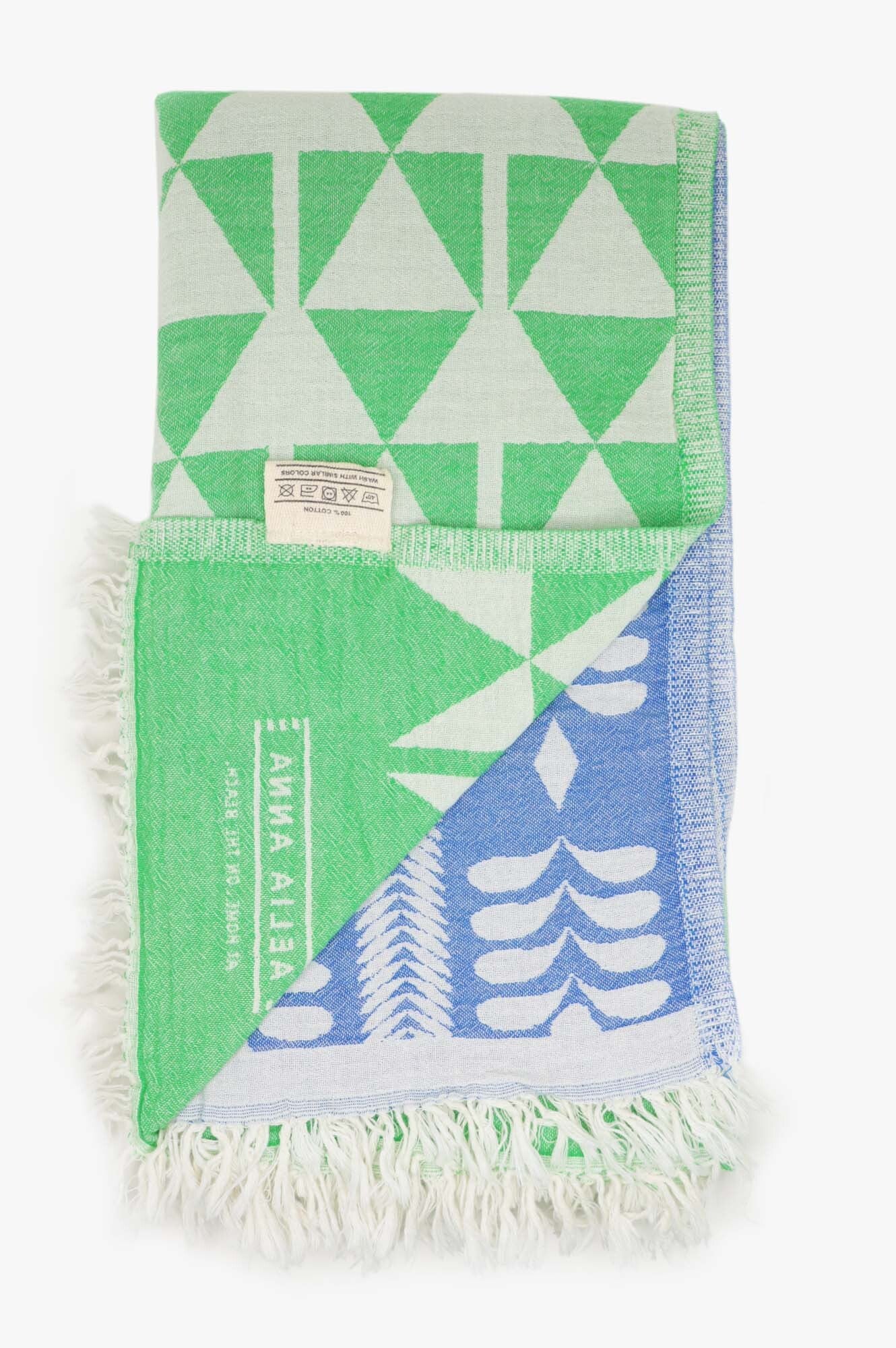 Pestemal Greek Absorbent Towels | Lime/Blue