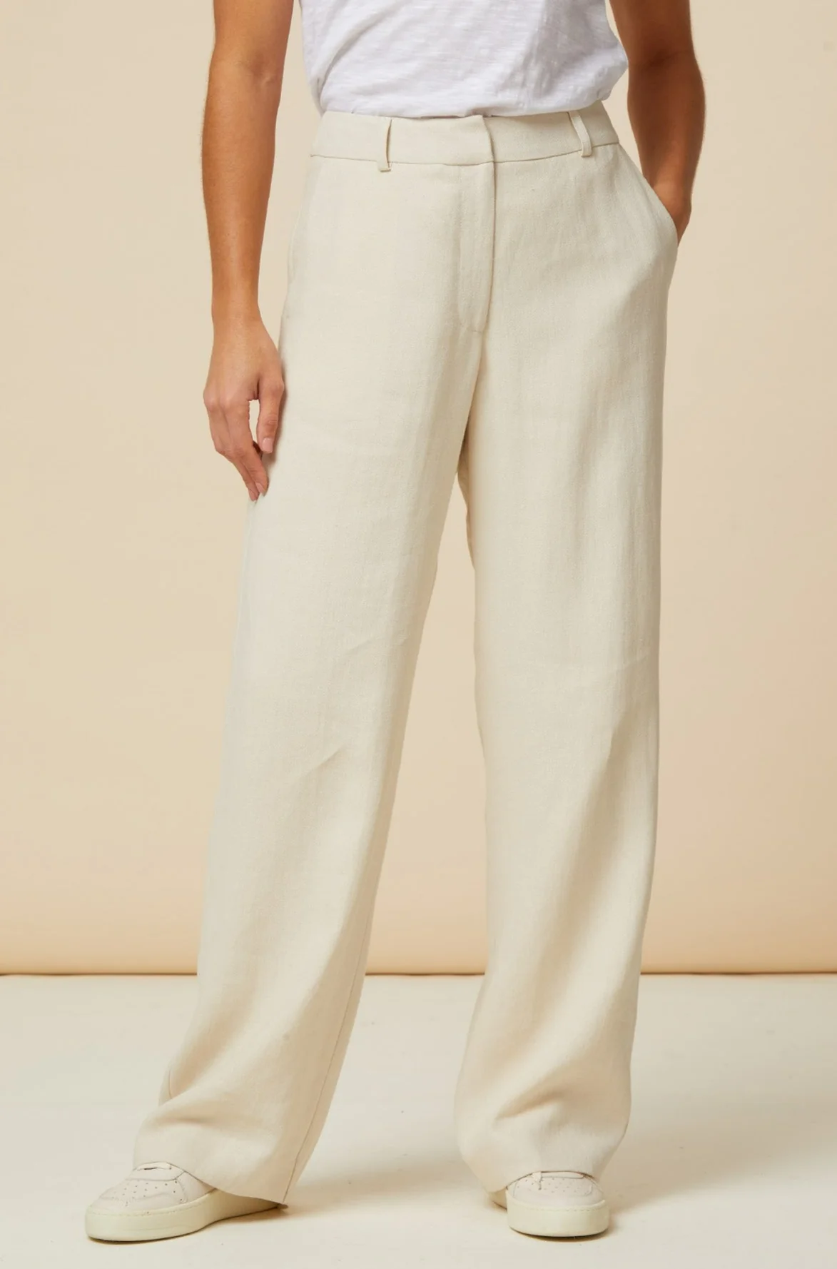Linen Blend Trousers | Oat