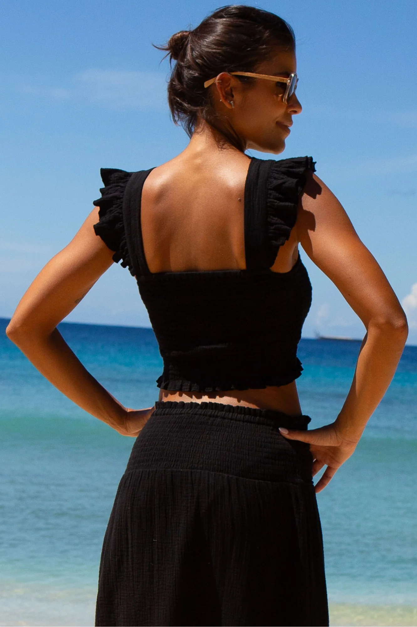 Bryony Cheesecloth Top | Black