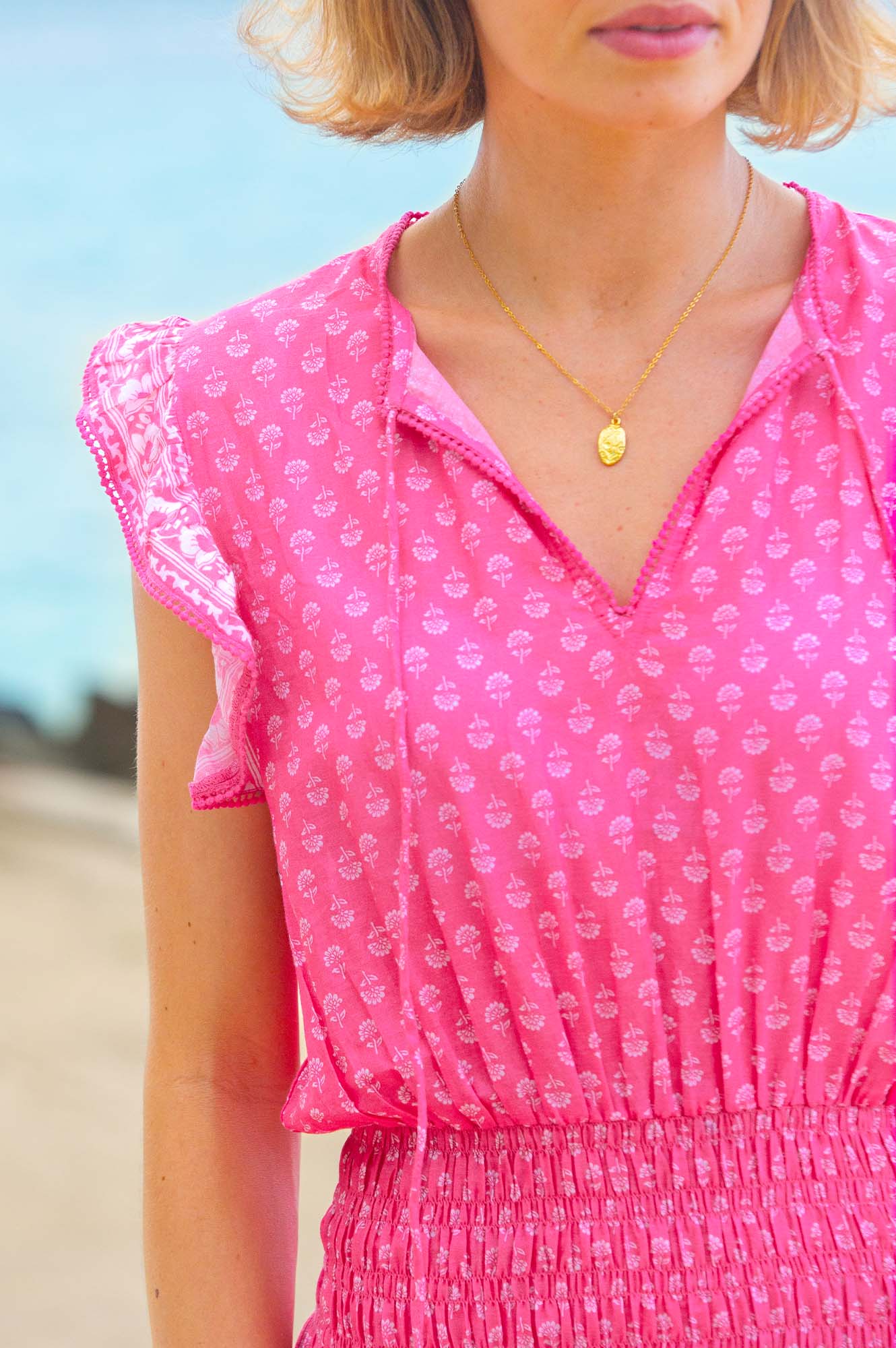 Macy Mini Organic Cotton Dress | Lixus Flower Pink