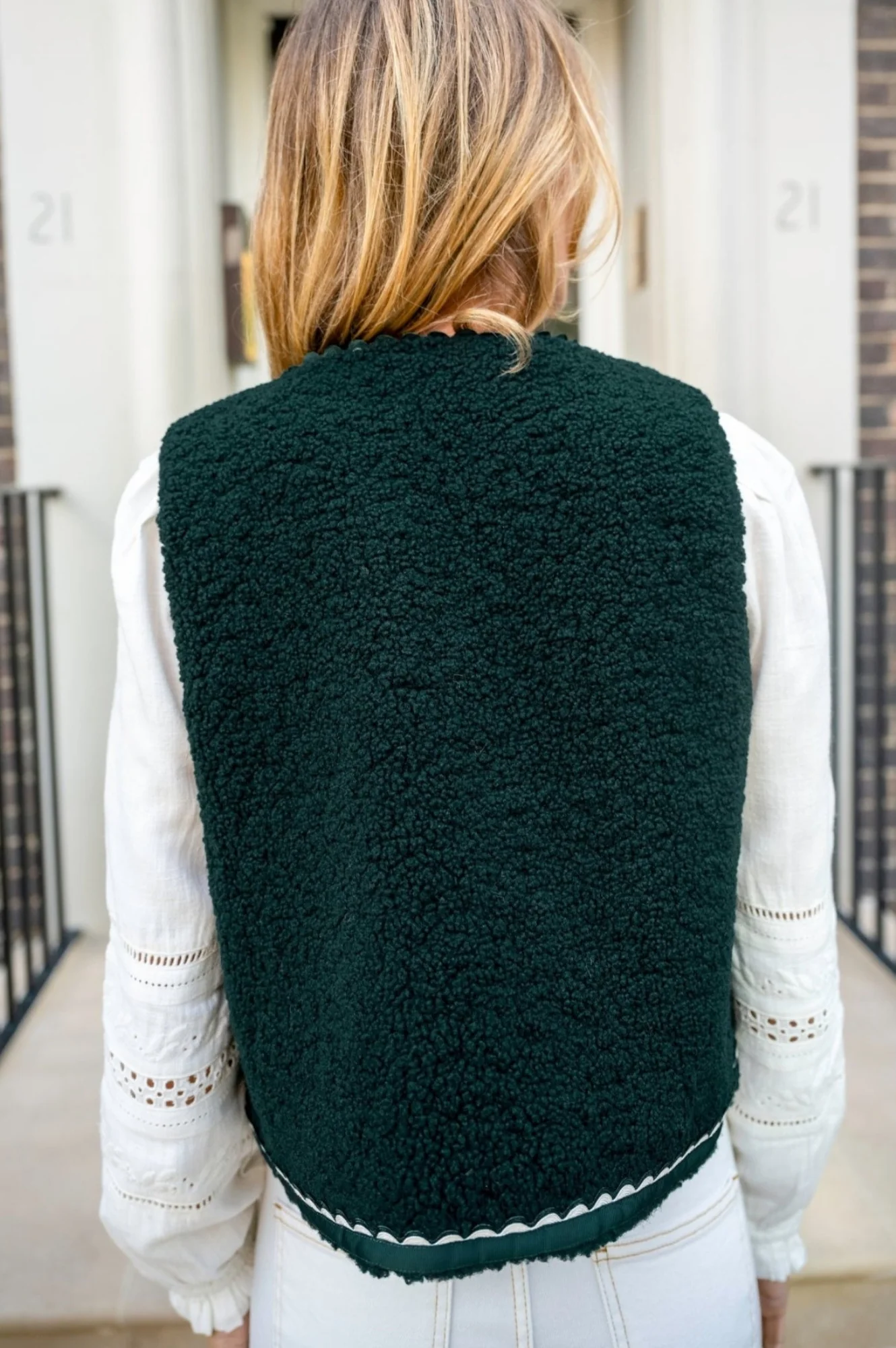 Trim Detail Eco Fleece Gilet | Green