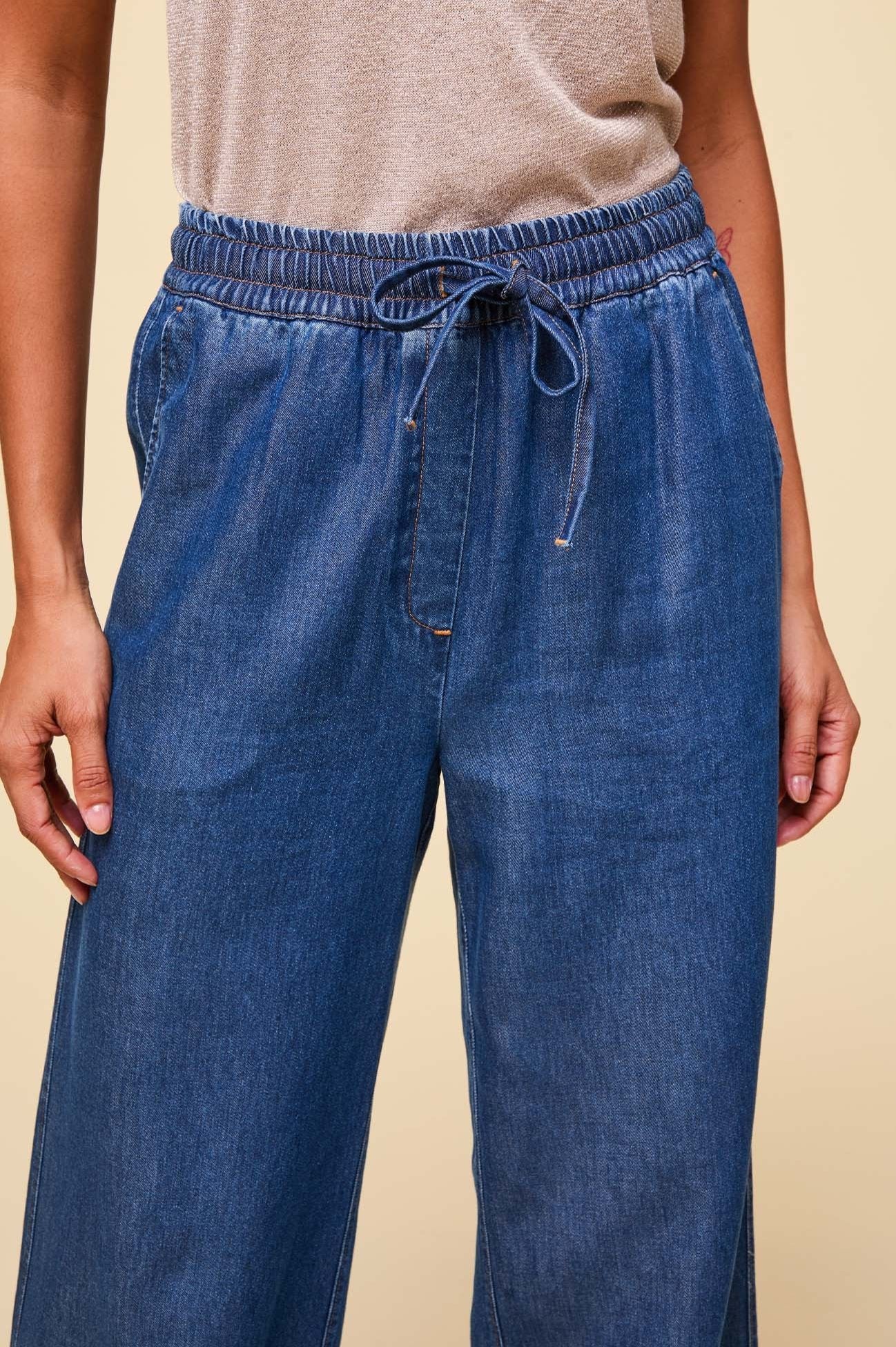 Juliana Drawstring Tencel Trouser | Chambray Blue