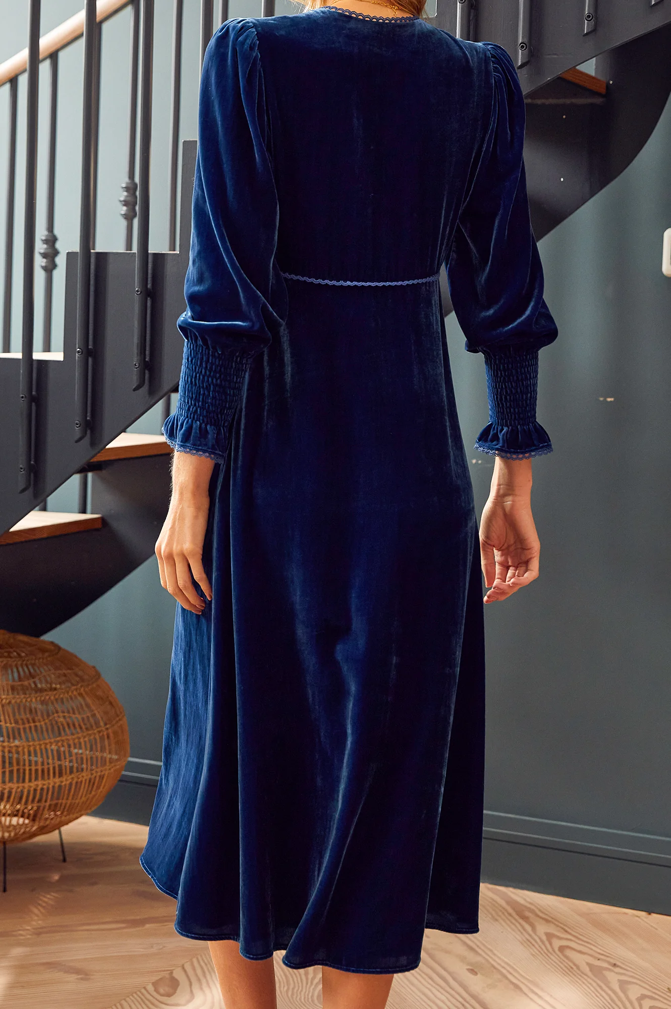 Long Sleeve Velvet Sally Anne Dress | Blue Sapphire