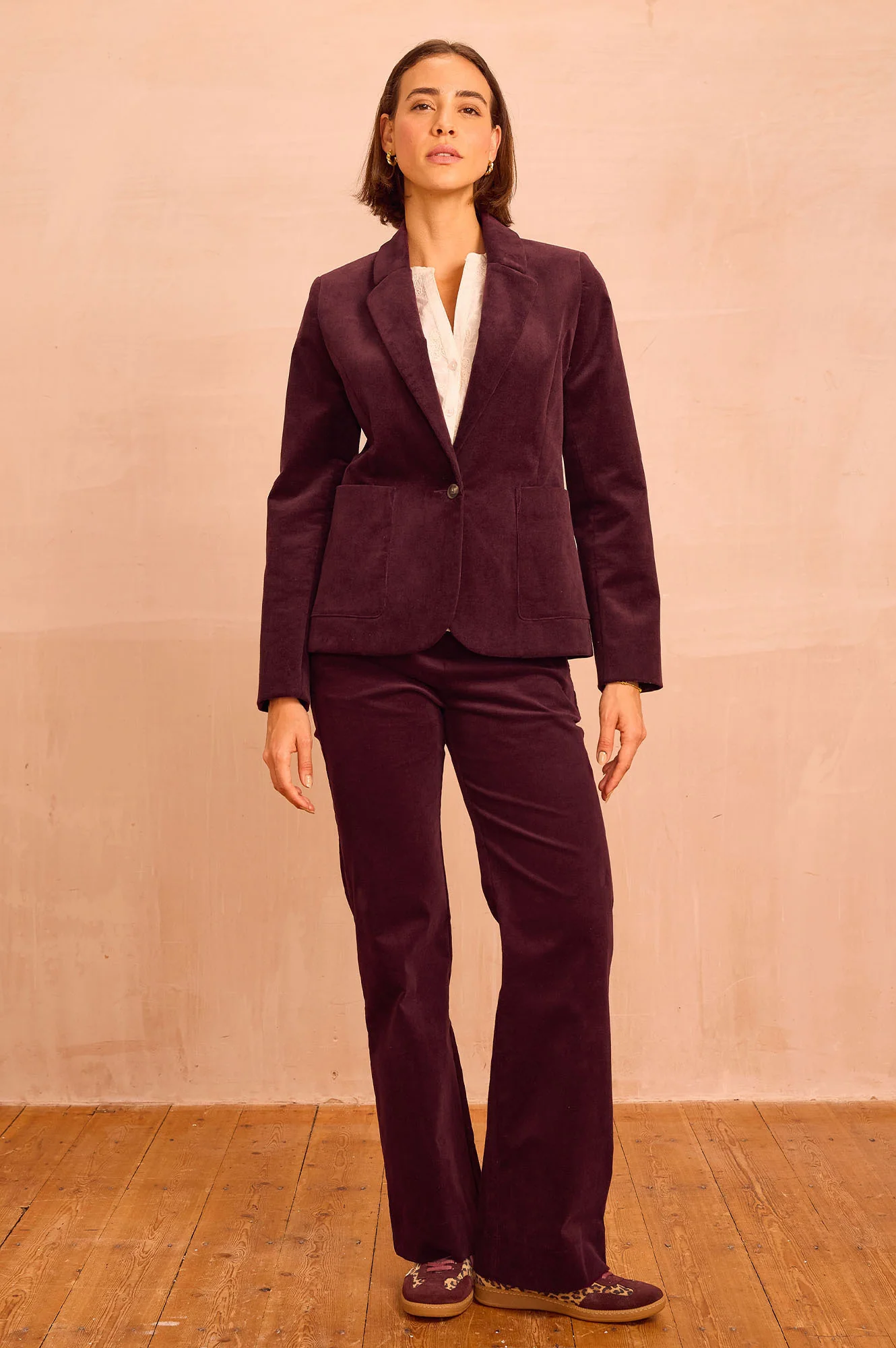 Juliette Stretch Corduroy Trouser | Burgundy