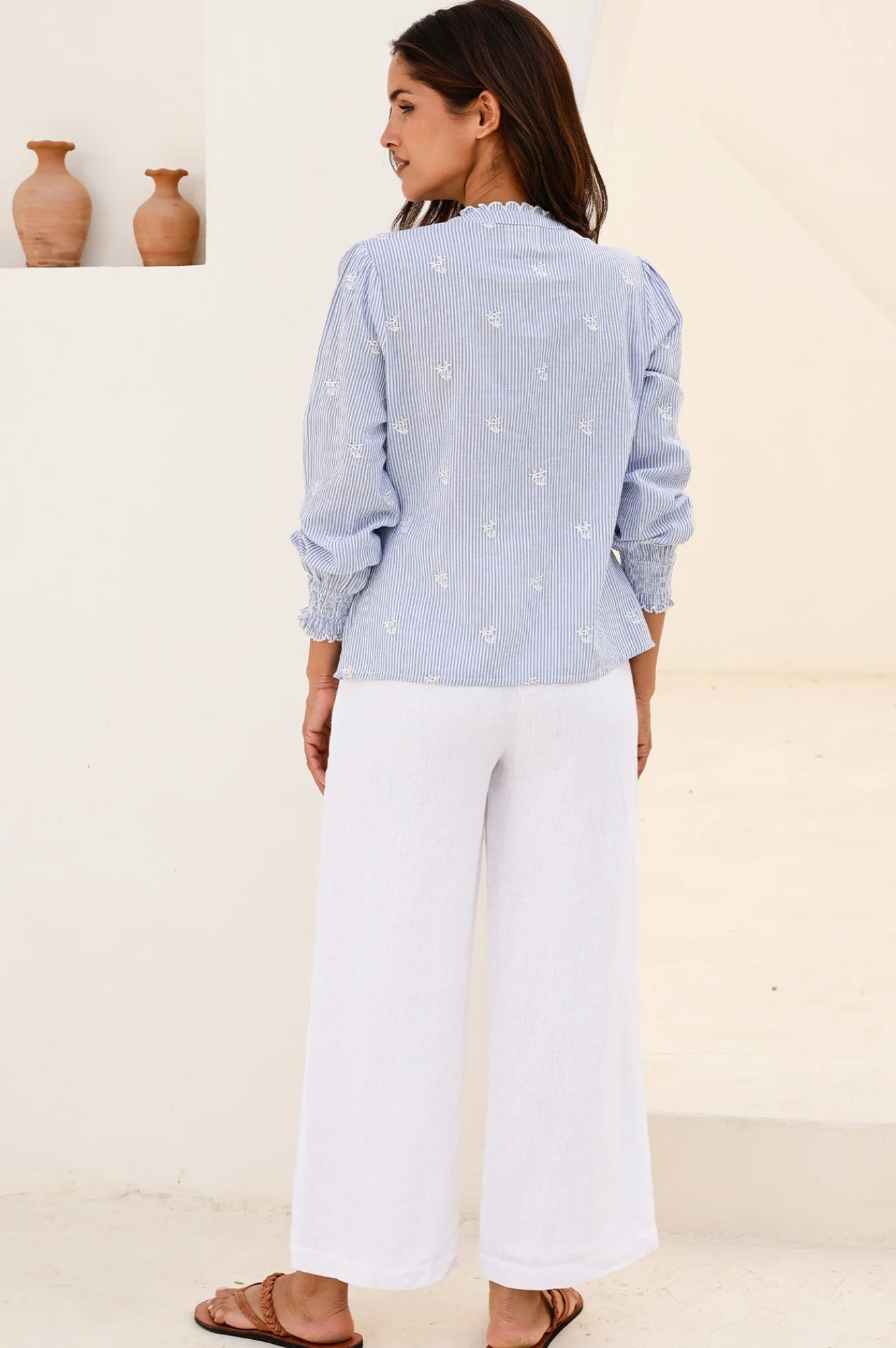 Cosima Organic Cotton Shirt | Blue/White