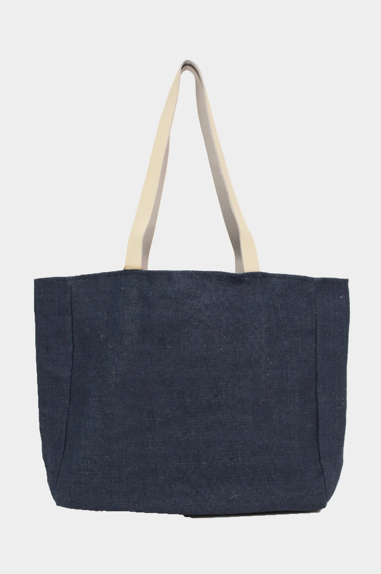 Palm Tree Jute Beach Bag | Navy/Silver