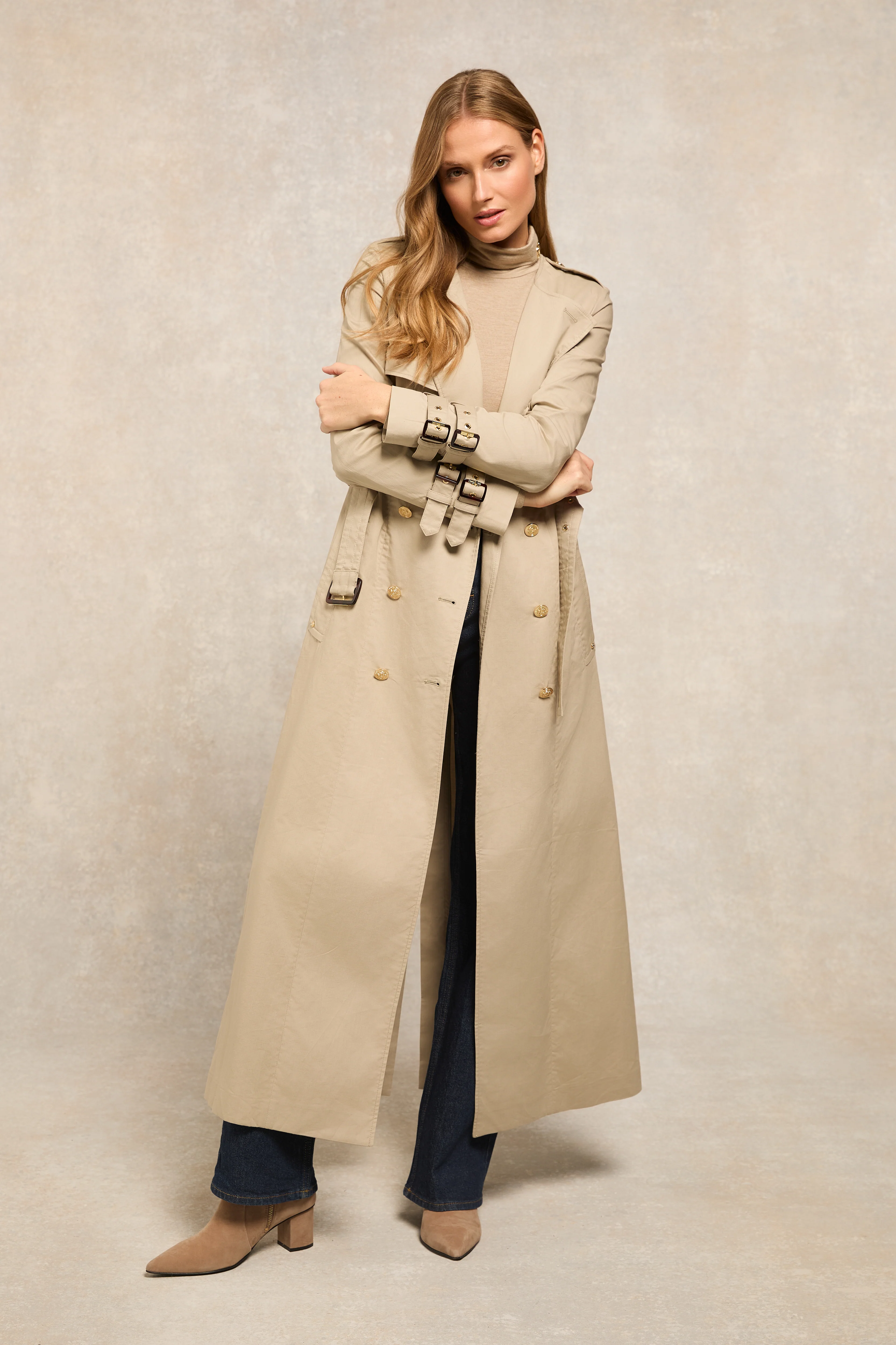 Collarless Trench Coat (French Grey)
