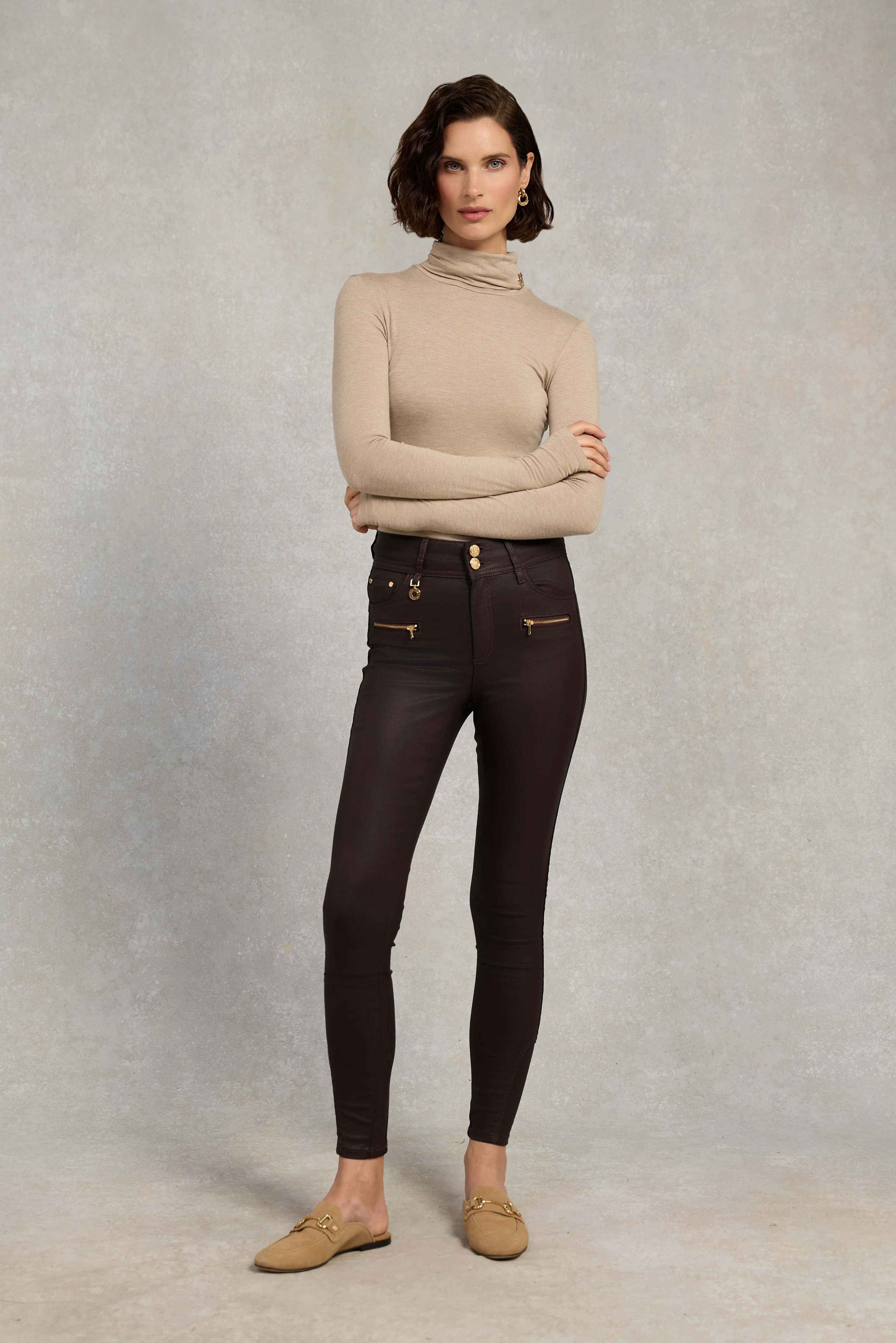 Coated Jodhpur Jean (Chocolate)