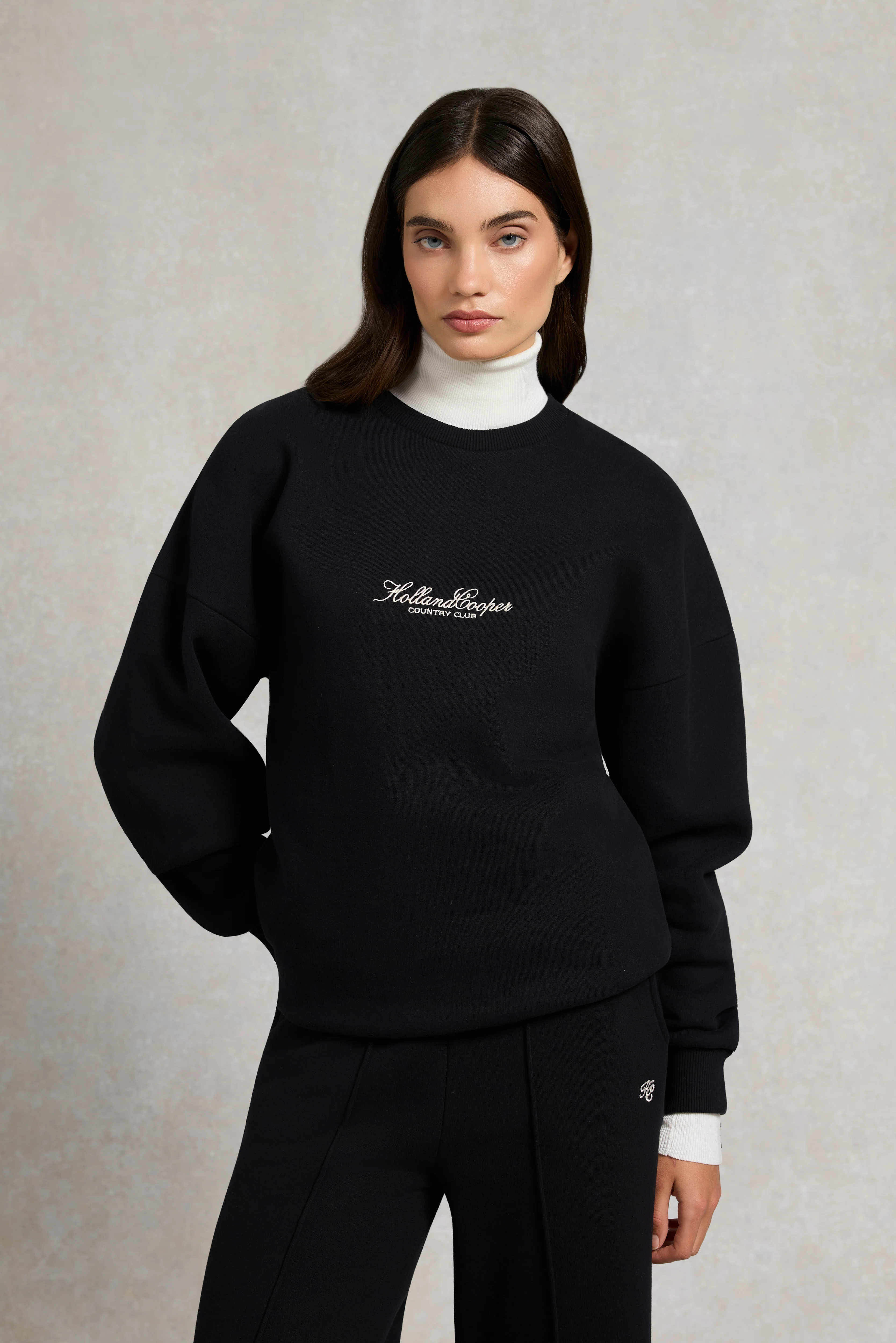 Relaxed Fit Crew Neck Sweat (Black)