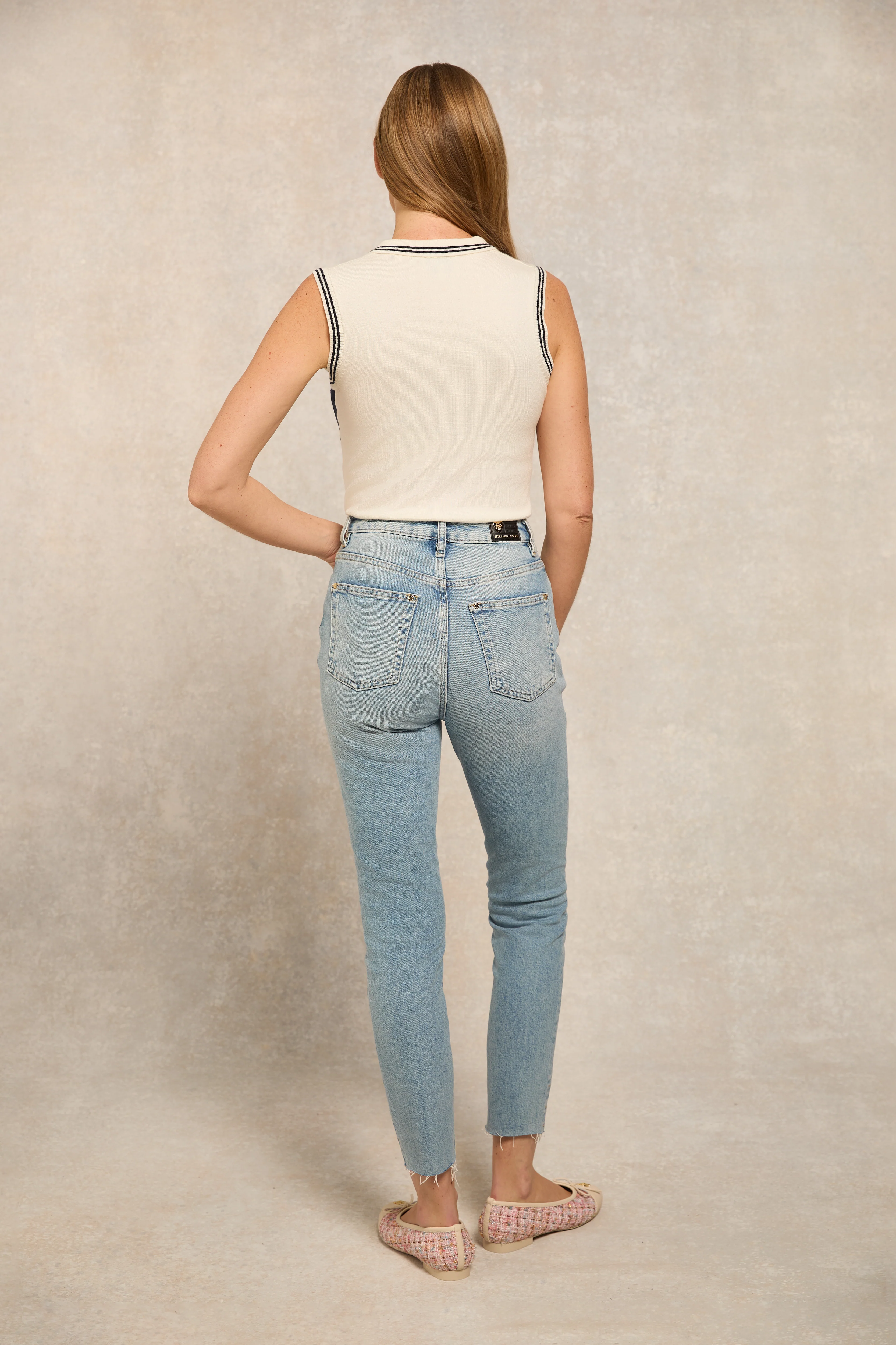 Layla Sleeveless Knitted Polo (Natural)