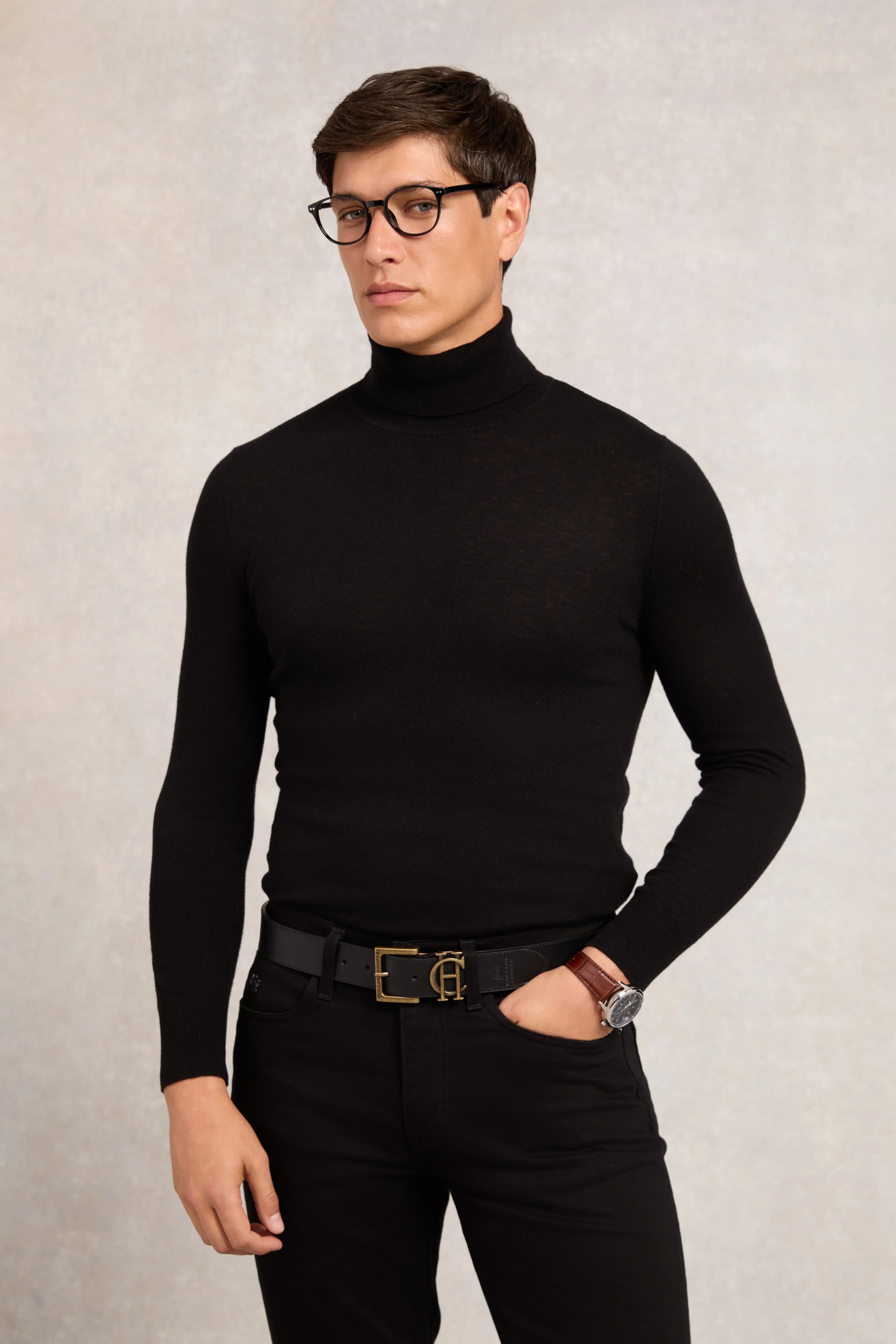 Byron Roll Neck Knit (Black)