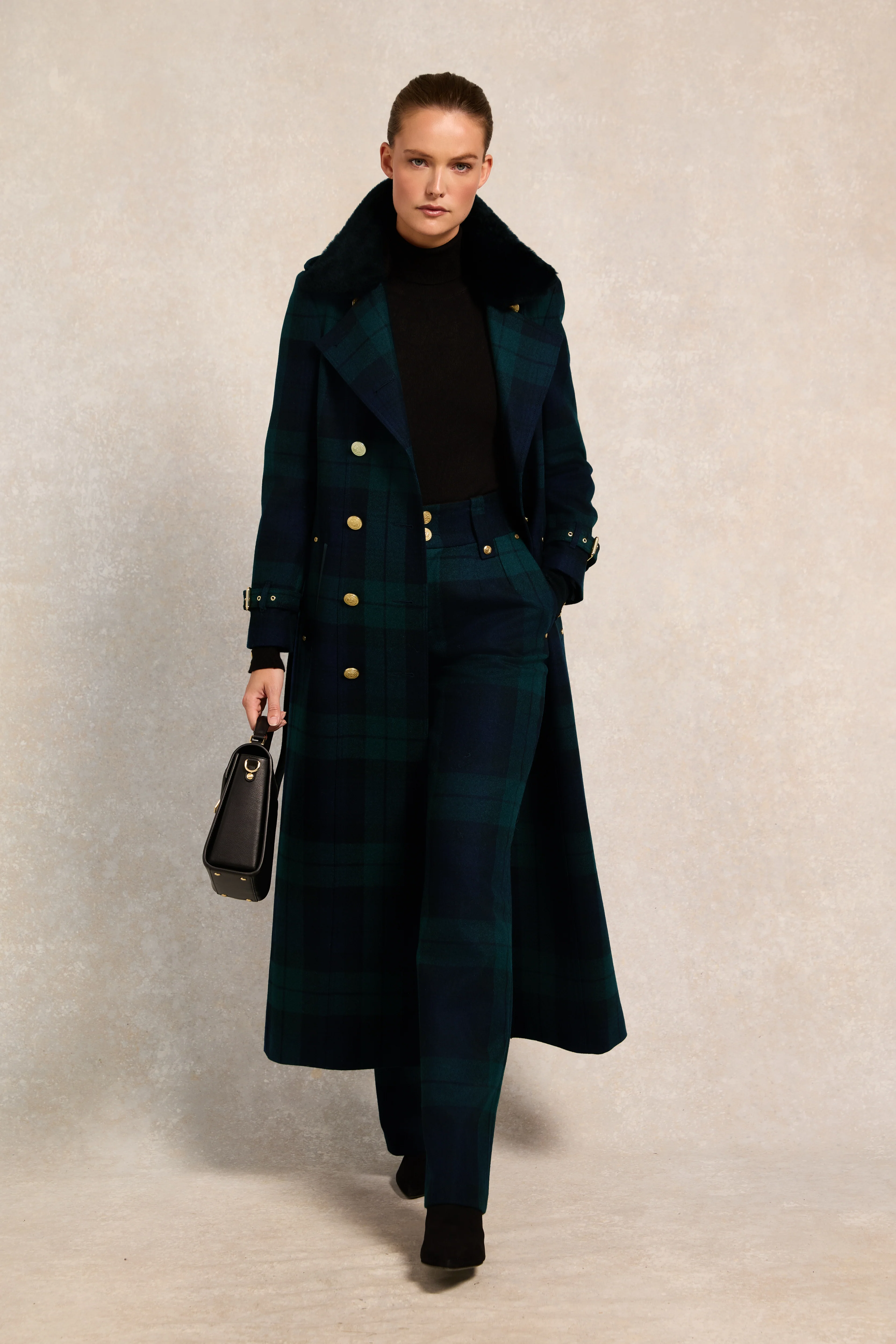 Marlborough Shearling Trench Coat (Blackwatch)