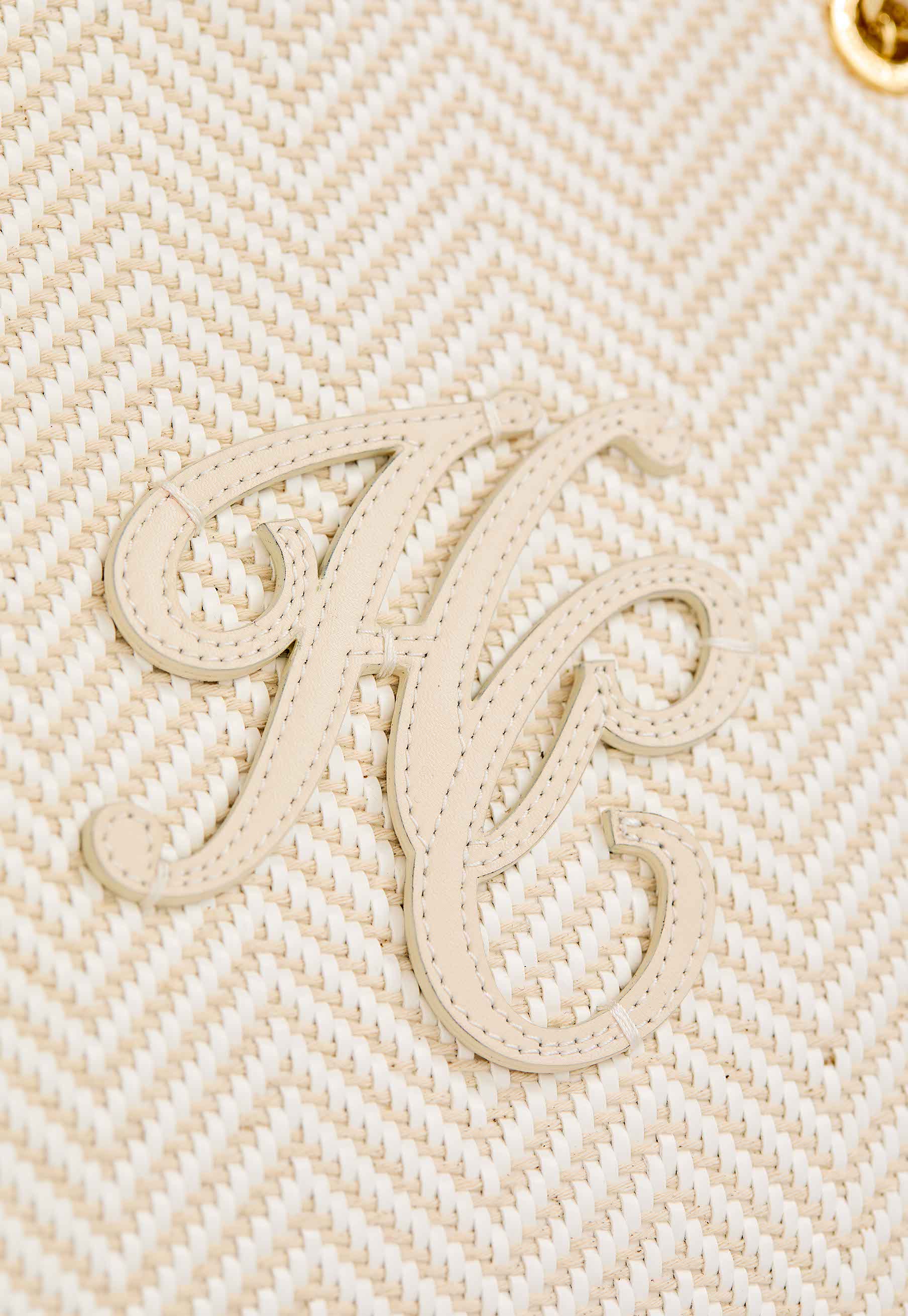 Amalfi Straw Tote (Cream Herringbone)