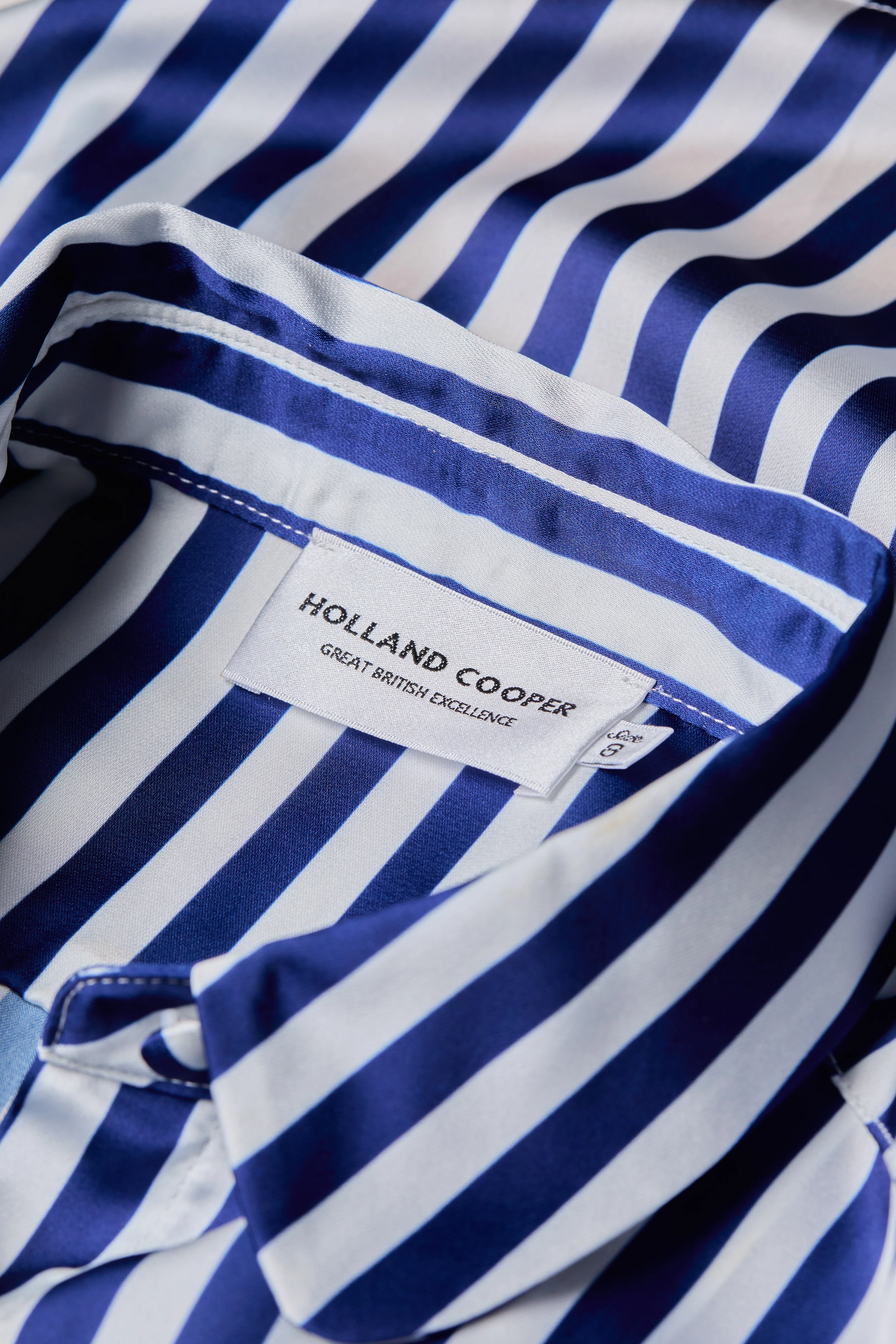 Isla Satin Shirt (Navy Stripe)