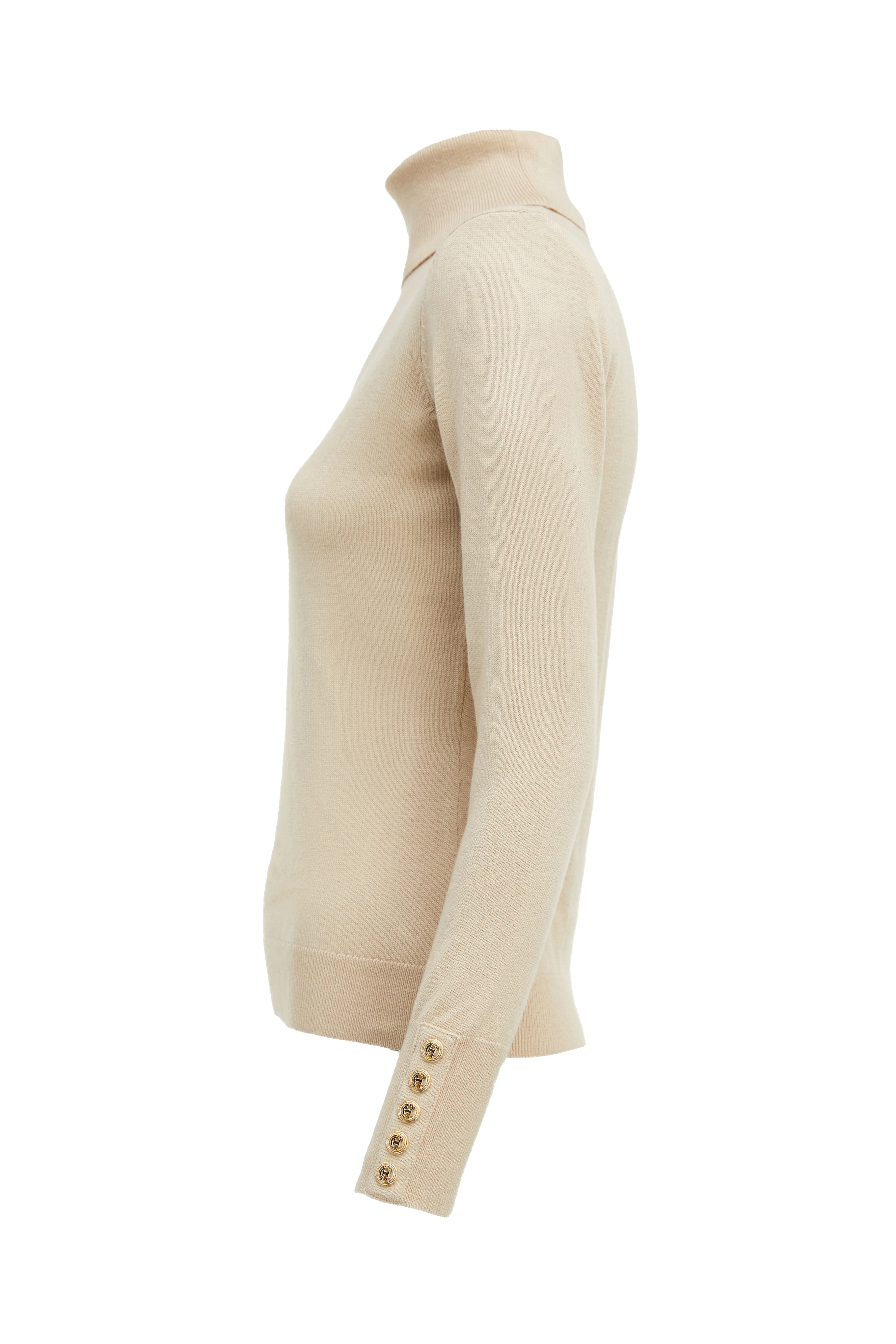 Victoria Cashmere Roll Neck (Stone)