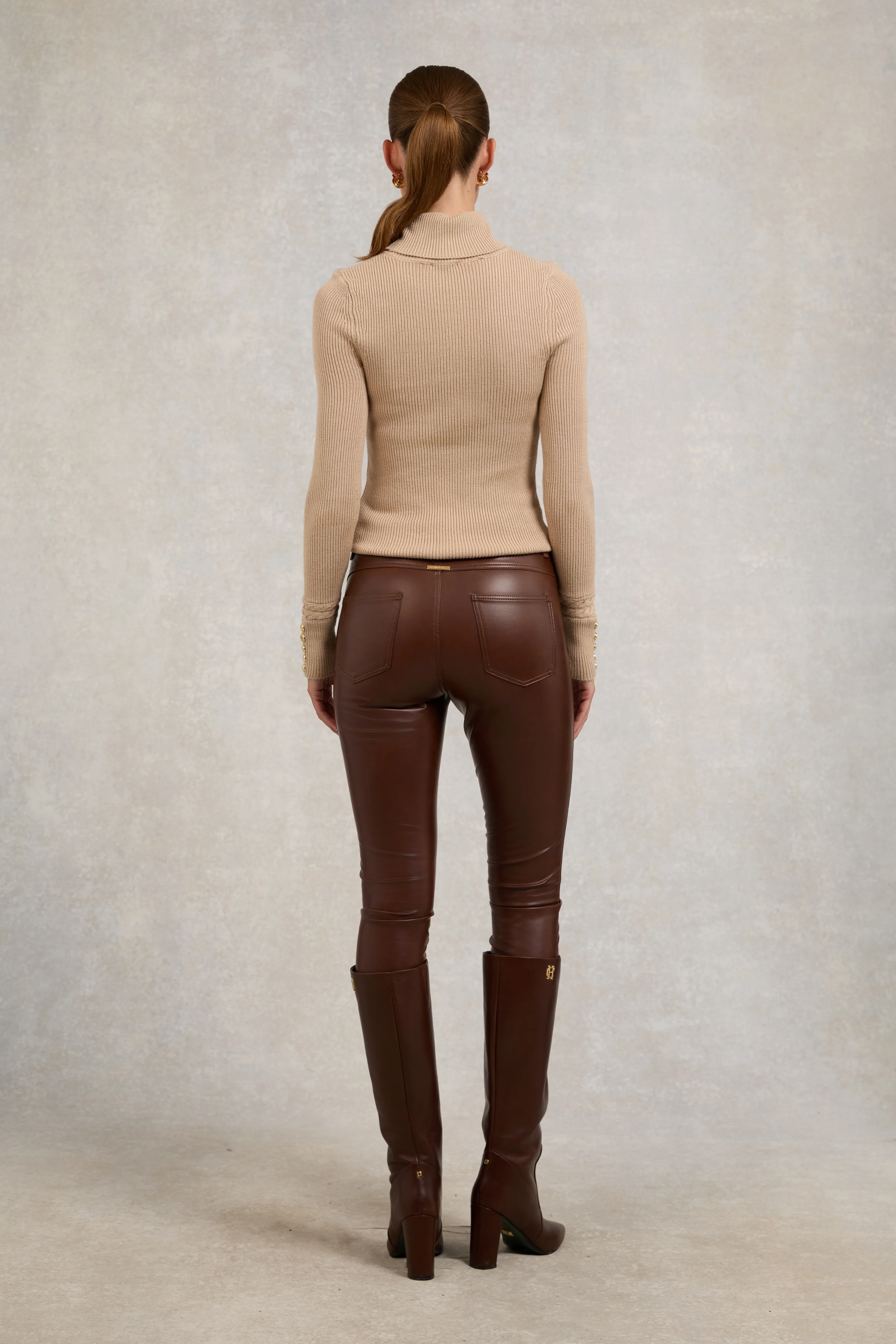 Faux Leather Skinny Jean (Burnished Tan)
