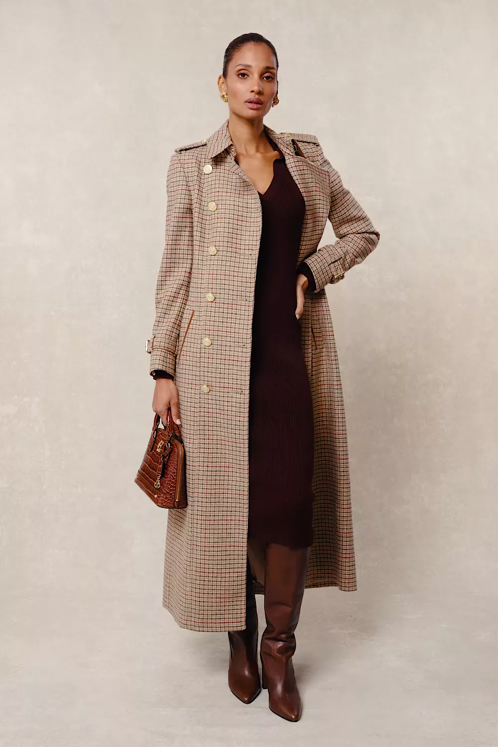 Knitted Shirt Dress (Chocolate)