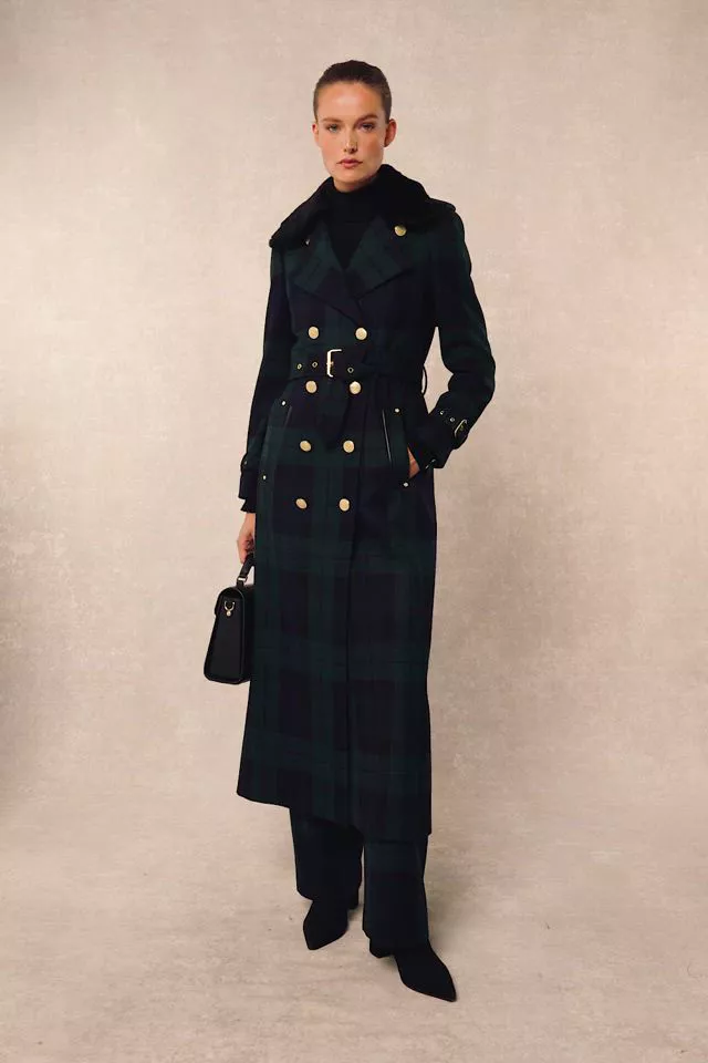 Marlborough Shearling Trench Coat (Blackwatch)