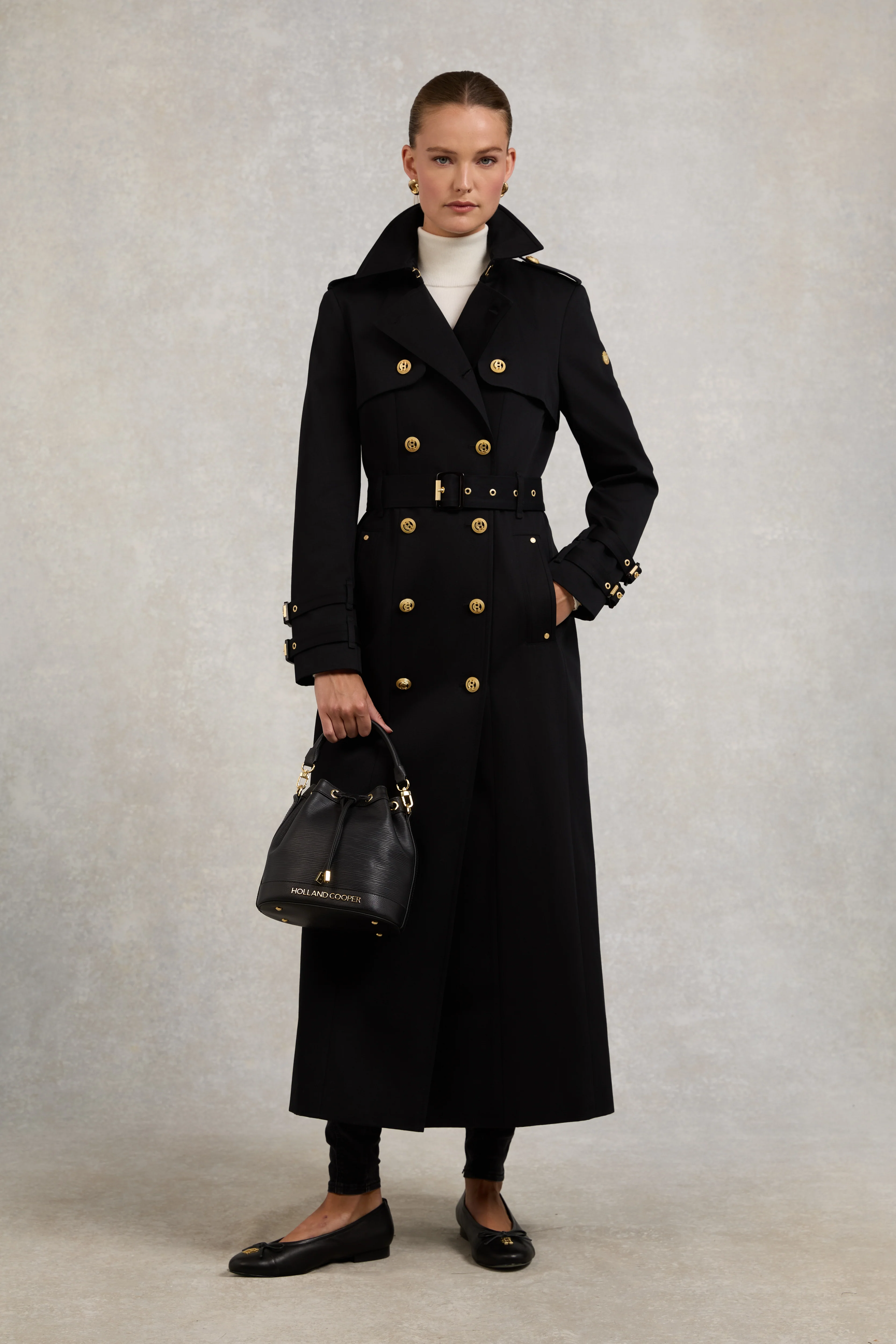 Gatcombe Full Length Trench Coat (Black)