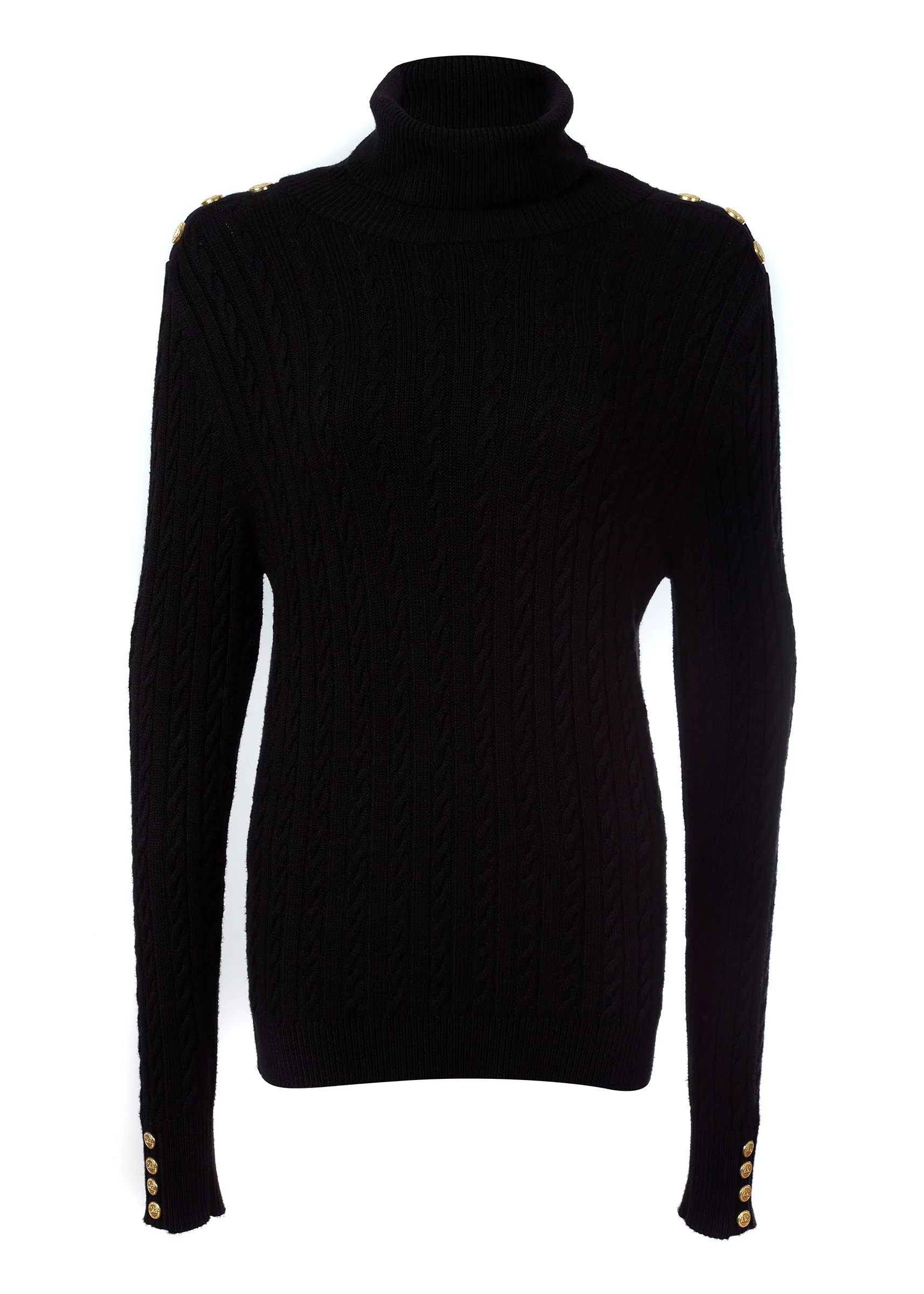 Seattle Roll Neck Cable Knit (Black)