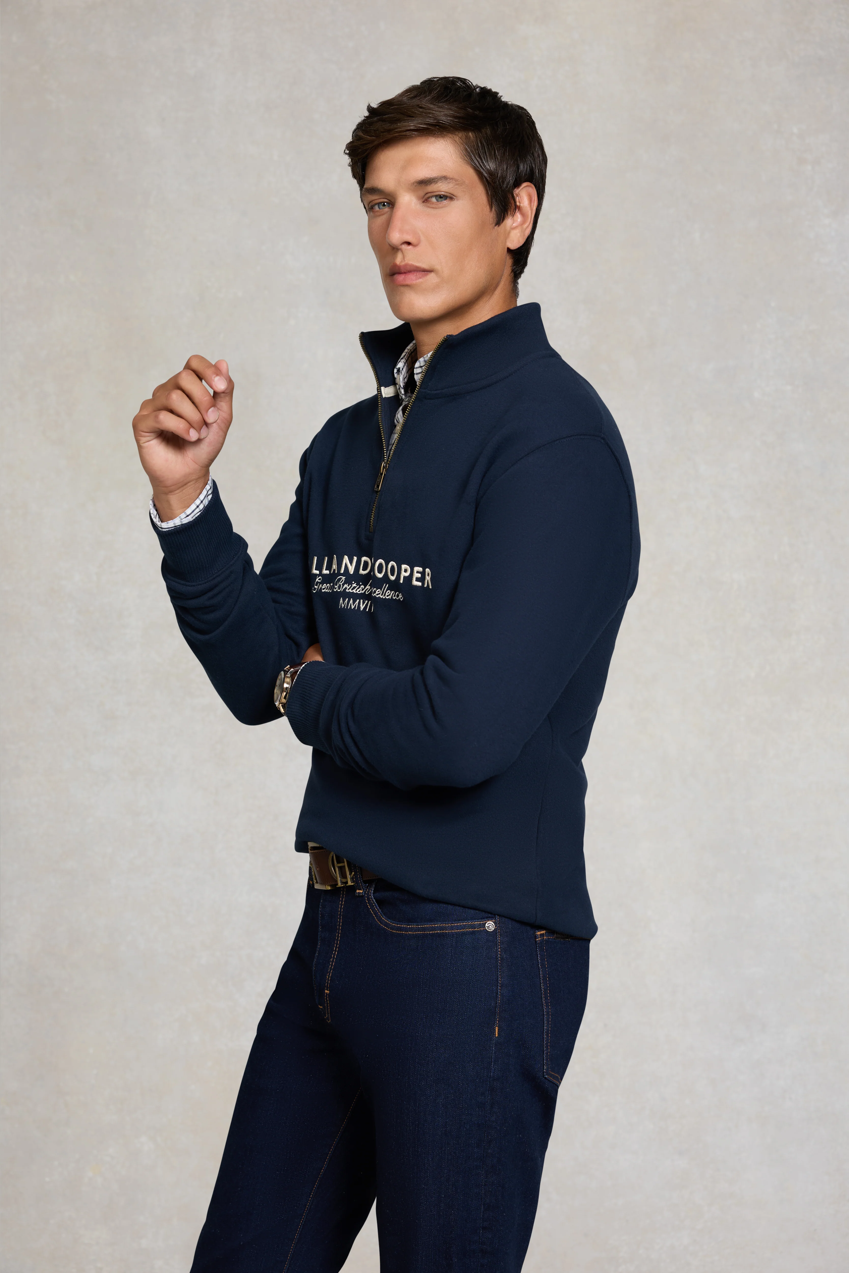 Men's Sporting Goods Zip Henley (Ink Navy)