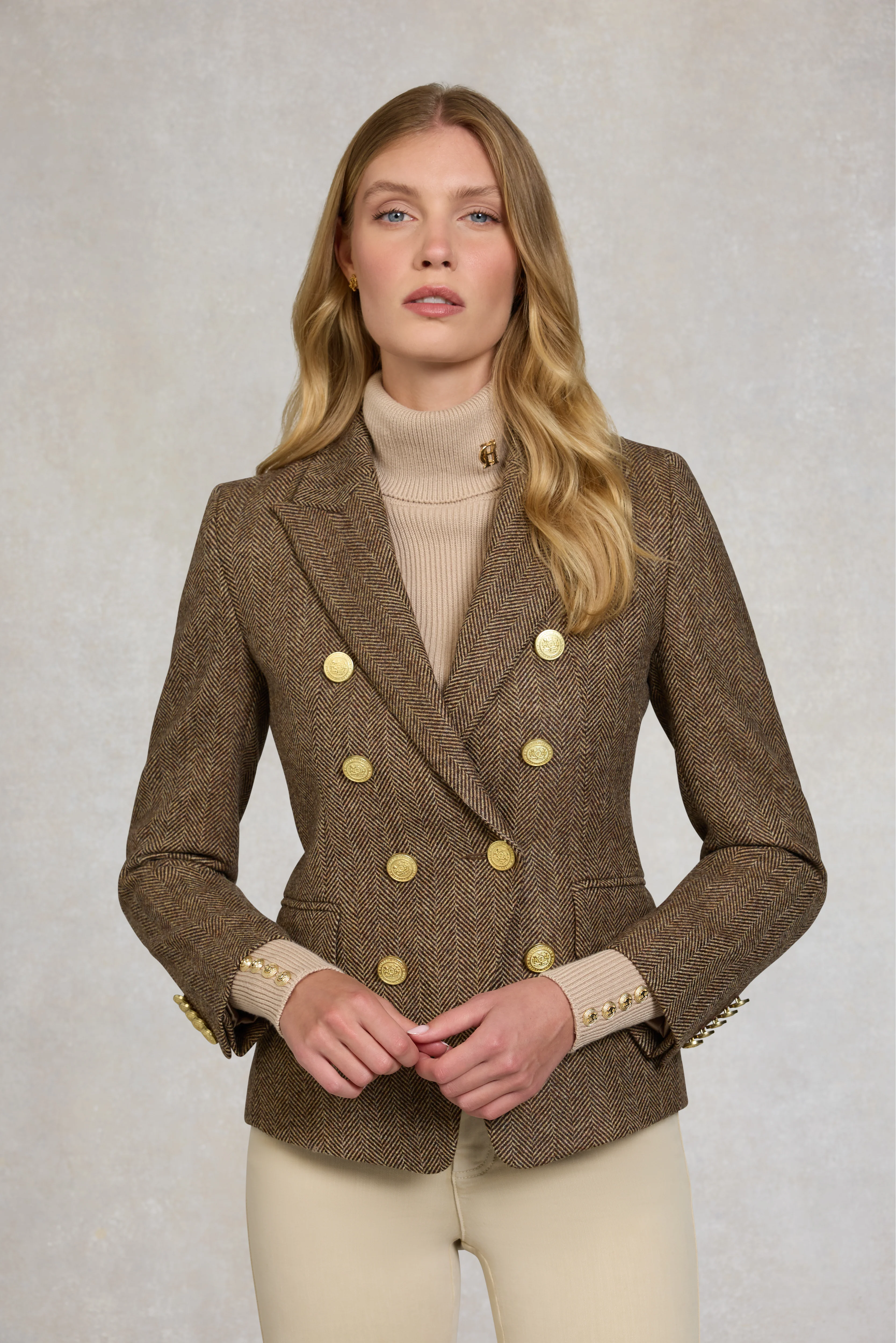 Knightsbridge Blazer (Large Scale Brown Herringbone)
