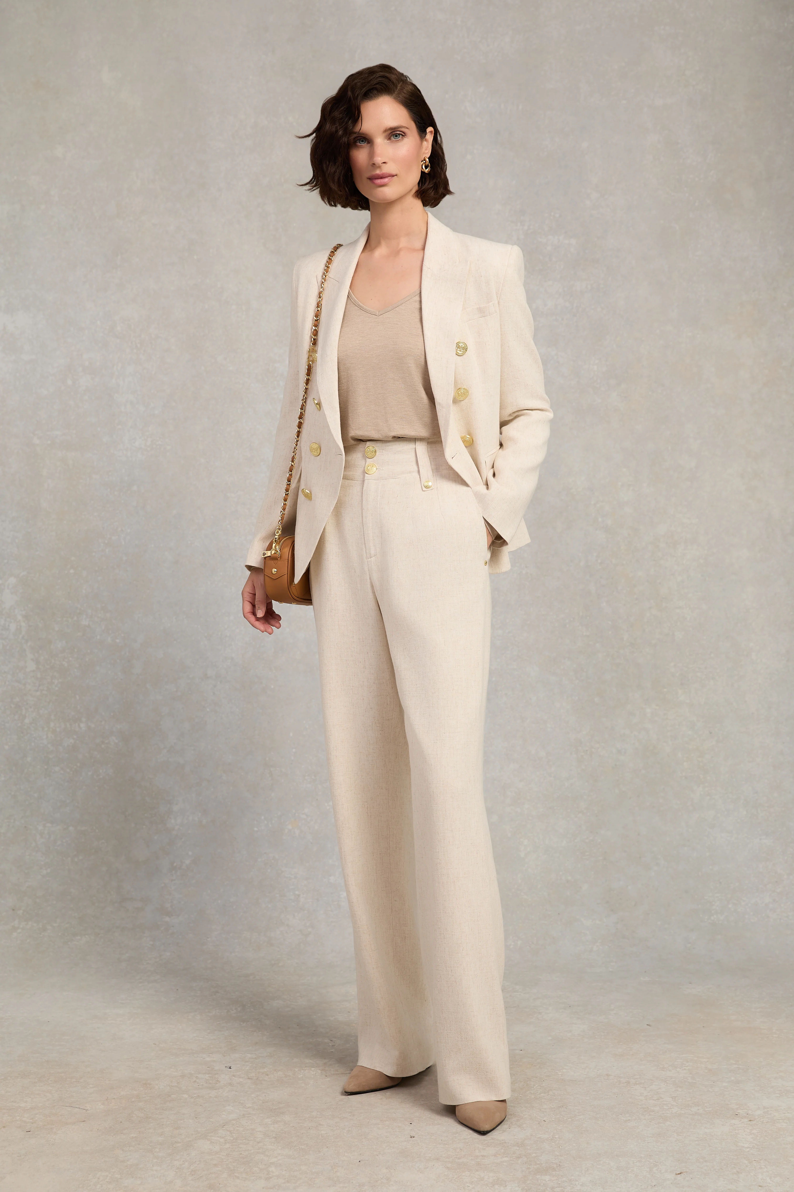 Long Sleeve V-Neck Tee (Oatmeal)