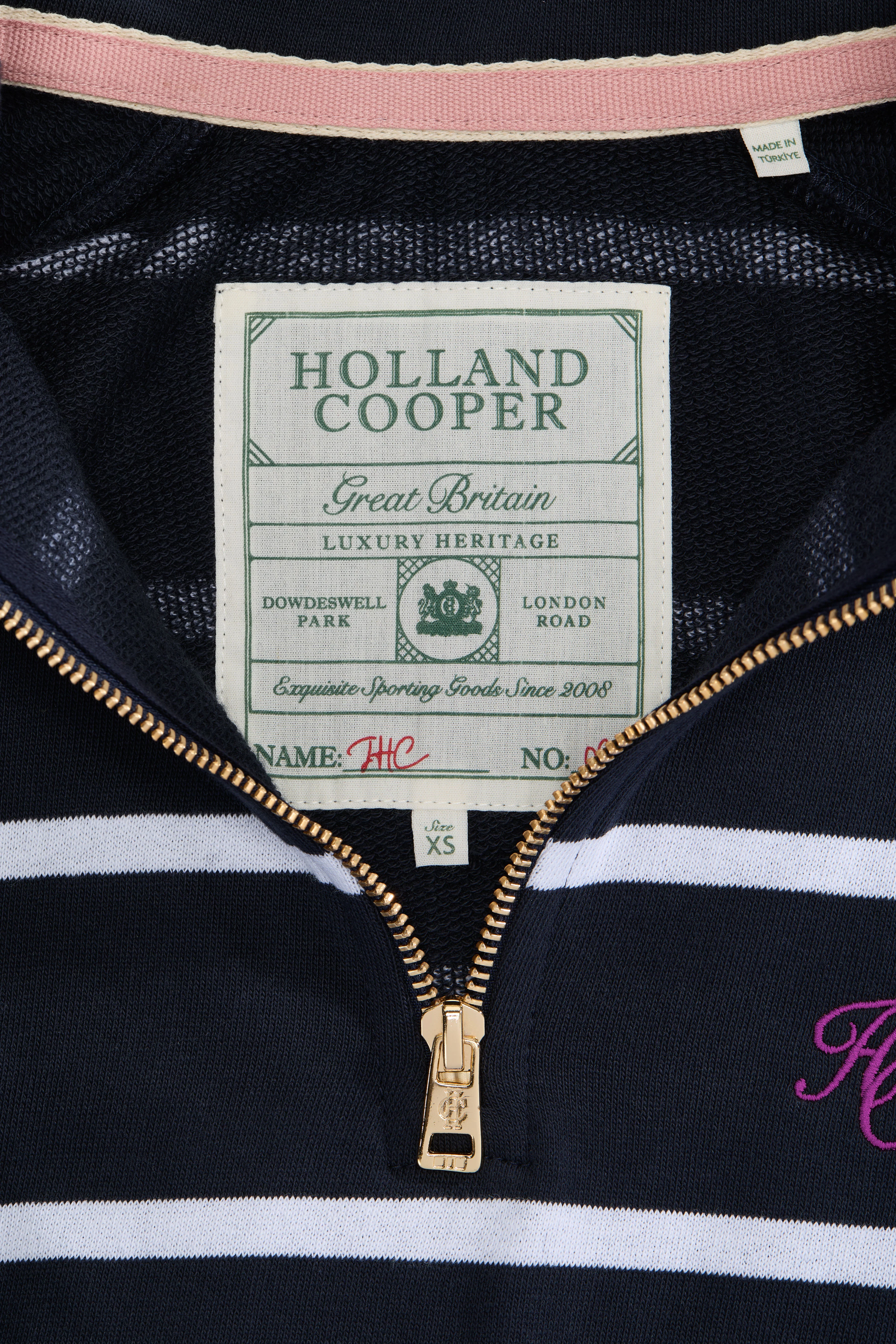 Kingham Quarter Zip Neck Sweat (Ink Navy Stripe)