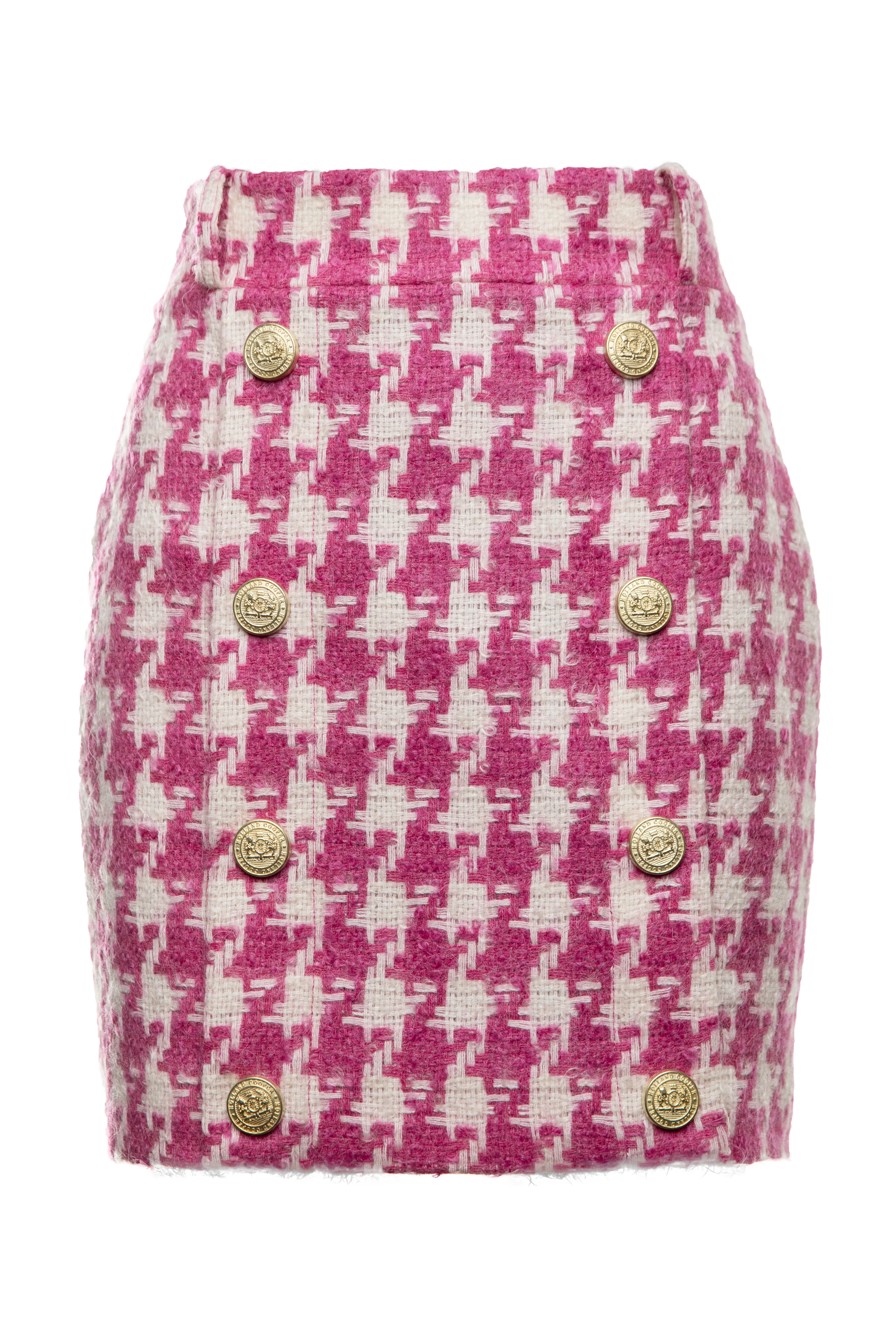 Knightsbridge Skirt (Hot Pink Large Scale Houndstooth)
